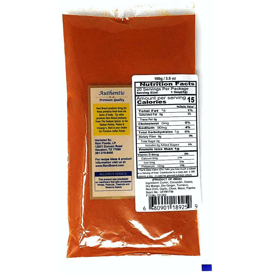 Rani Tandoori Masala (Natural, No Colors Added) Indian Spice Blend 3.5oz (100g) ~ Gluten Free & Salt Free