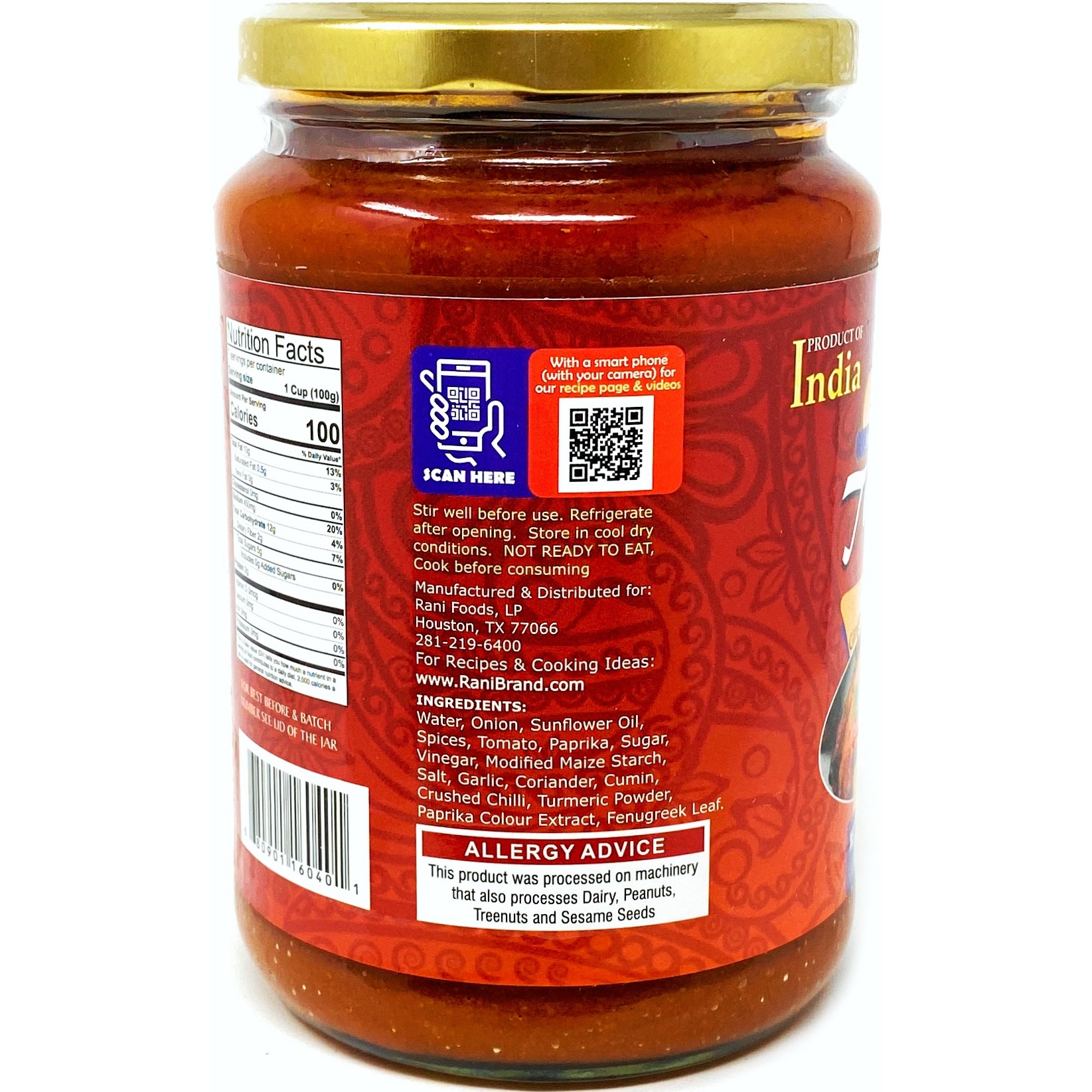 Rani Tandoori Paste 26.45oz (750g) For Tandoori Chicken, Chicken Tikka, Paneer Tikka Glass Jar ~ No Colors | All Natural | NON-GMO | Vegan | Gluten Free | Indian Origin