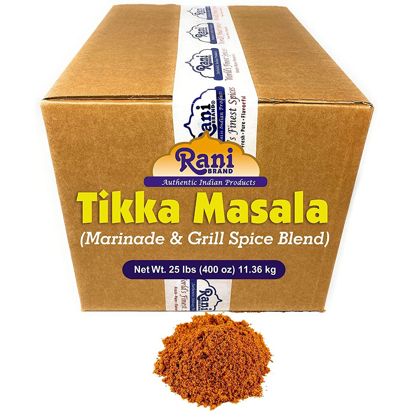 Rani Tikka Masala Indian 7-Spice Blend, 25 Pound (400 Ounce) 11.36kg ~ Bulk Box ~ All Natural, Salt-Free | Vegan | No Colors | Gluten Friendly | NON-GMO