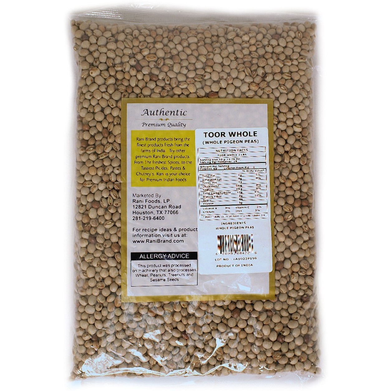 Rani Toor (Pigeon Peas) Whole 2lbs (32oz) ~ All Natural | Gluten Friendly | NON-GMO | Vegan | Indian Origin