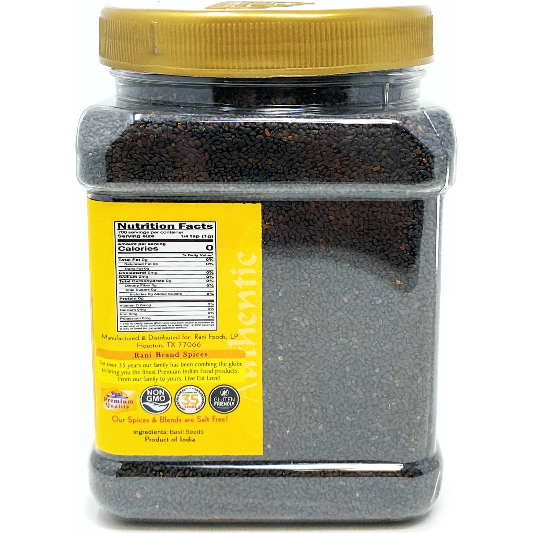 Rani Tukmaria (Natural Holy Basil Seeds) 1.54lbs (24.5oz) 700g Used for Falooda / Sabja Dessert, Spice & Ayurveda Herbal ~ Gluten Friendly | NON-GMO | Vegan | Indian Origin