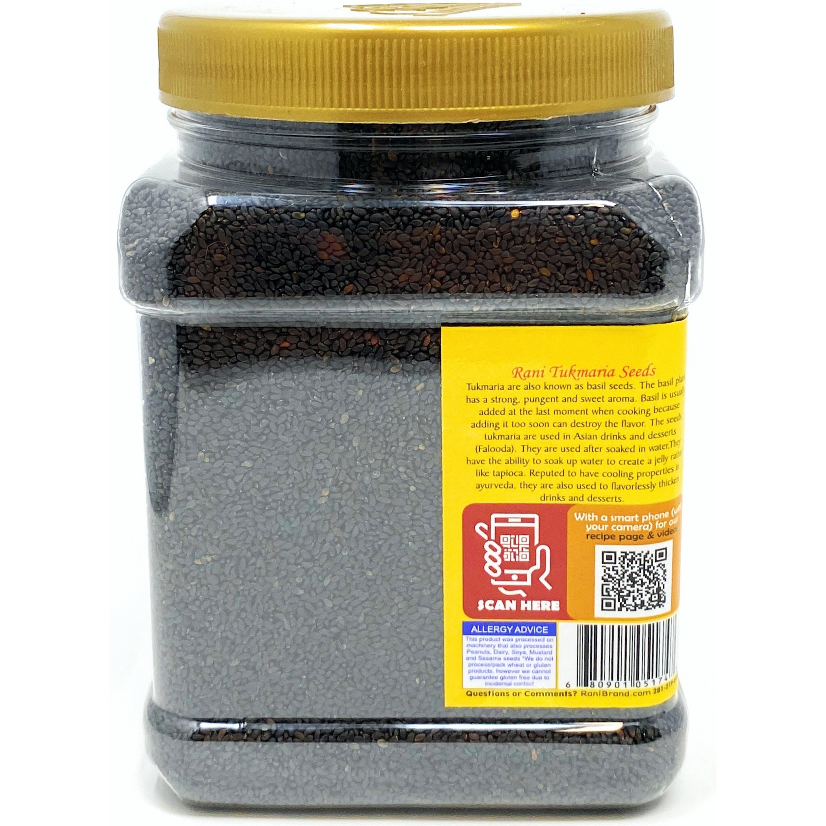 Rani Tukmaria (Natural Holy Basil Seeds) 1.54lbs (24.5oz) 700g Used for Falooda / Sabja Dessert, Spice & Ayurveda Herbal ~ Gluten Friendly | NON-GMO | Vegan | Indian Origin