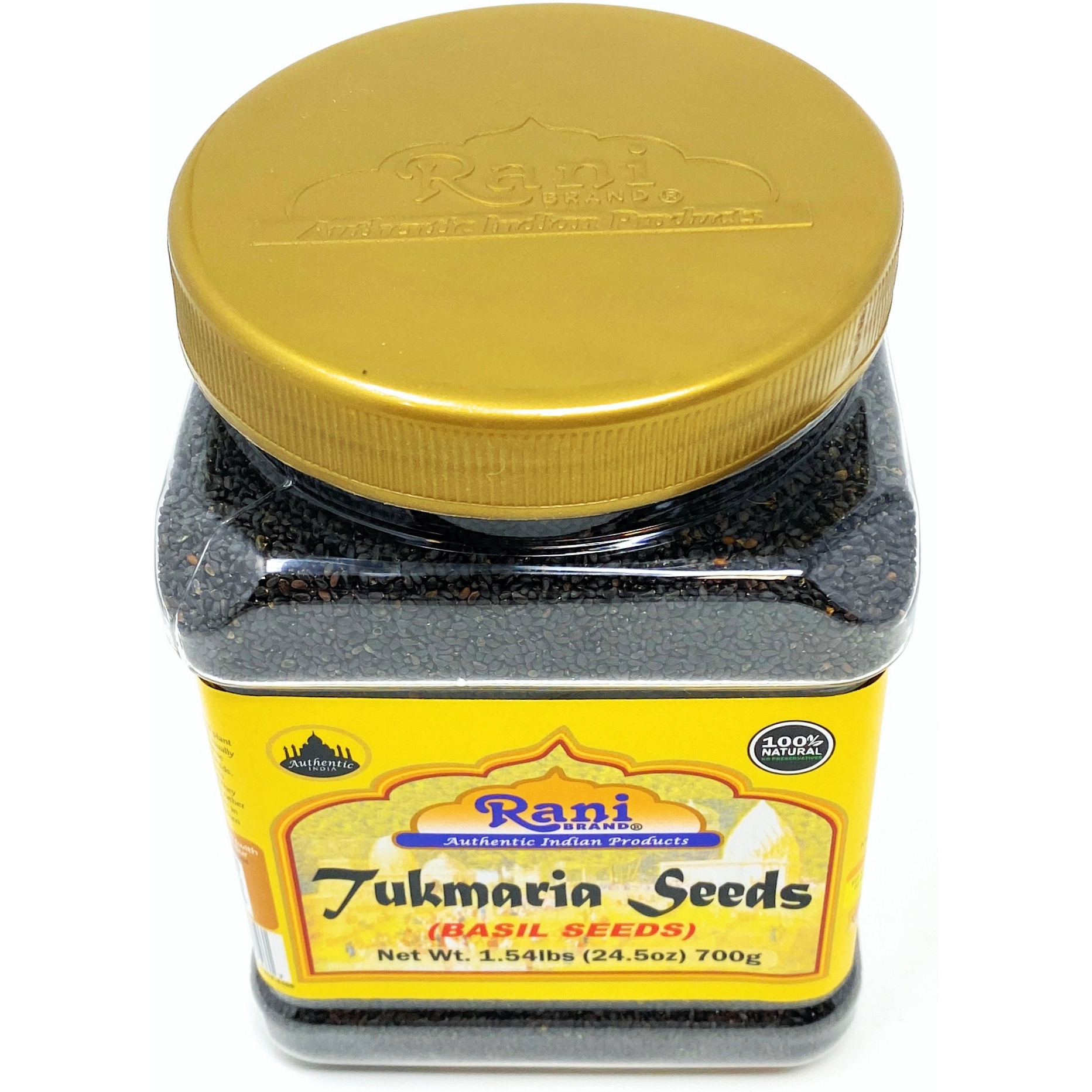 Rani Tukmaria (Natural Holy Basil Seeds) 1.54lbs (24.5oz) 700g Used for Falooda / Sabja Dessert, Spice & Ayurveda Herbal ~ Gluten Friendly | NON-GMO | Vegan | Indian Origin