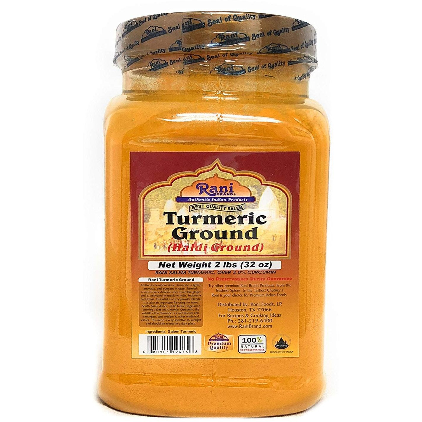 Rani Turmeric (Haldi) Root Powder Spice, (High Curcumin Content) 32oz (2lbs) Bulk ~ All Natural | 100% Pure, Salt Free | Vegan | Gluten Friendly | NON-GMO | Indian Origin