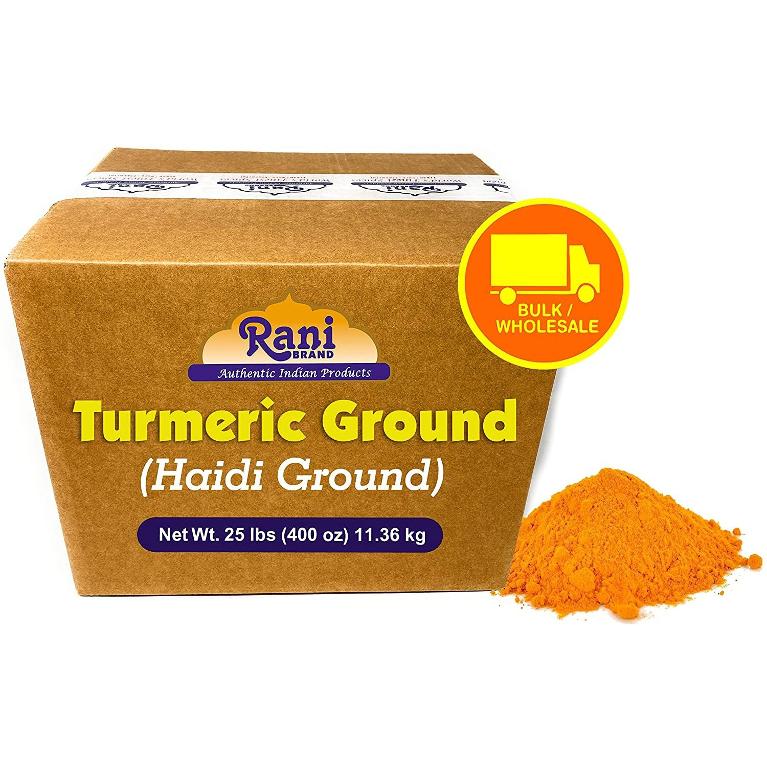 Rani Turmeric (Haldi) Root Powder Spice, (High Curcumin Content), 25-Pound (400 Ounce) (25lbs) 11.36kg ~ Bulk Box ~ All Natural | 100% Pure | Vegan | Gluten Friendly | NON-GMO | Indian Origin