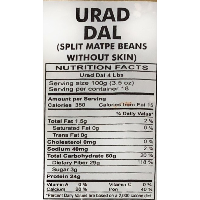 Rani Urid / Urad Dal (Split Matpe Beans without Skin) Indian Lentils 4lb (64oz) ~ All Natural | Indian Origin | Gluten Friendly | NON-GMO | Vegan