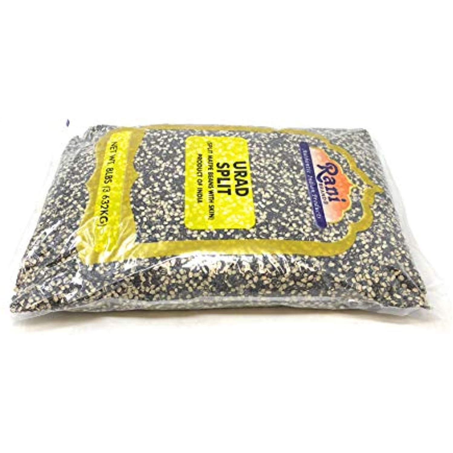 Rani Urid / Urad Split (Matpe beans split with skin) Indian Lentils 8lbs (128oz) 8 Pound ~ All Natural | Indian Origin | Gluten Friendly | NON-GMO | Vegan
