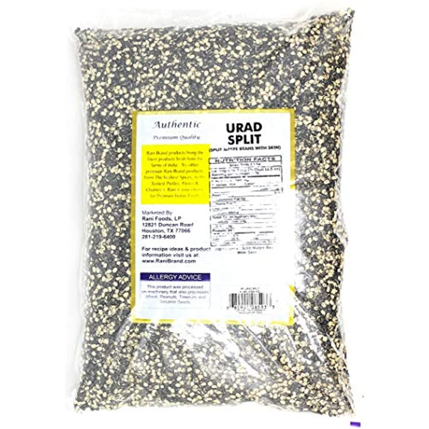 Rani Urid / Urad Split (Matpe beans split with skin) Indian Lentils 8lbs (128oz) 8 Pound ~ All Natural | Indian Origin | Gluten Friendly | NON-GMO | Vegan