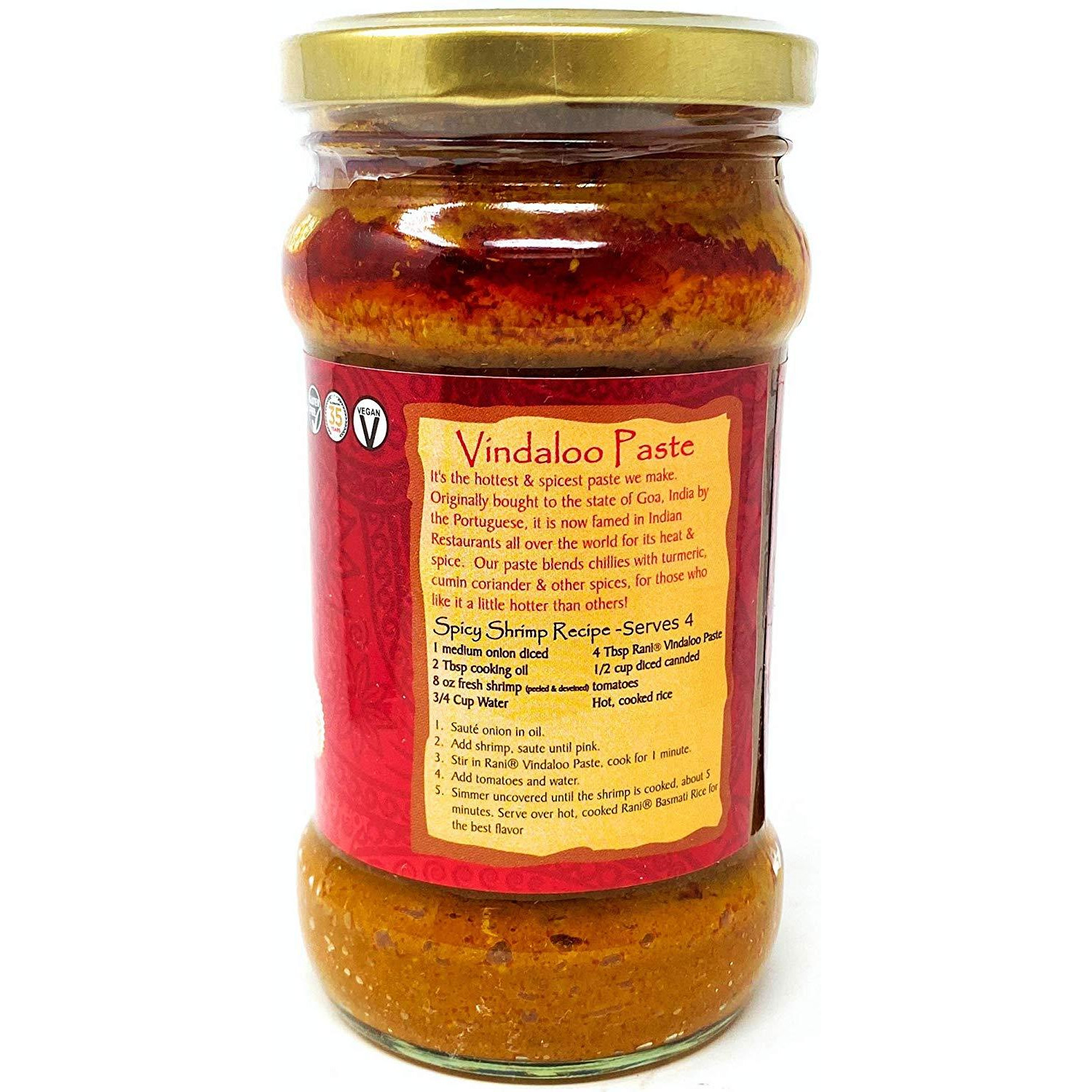 Rani Vindaloo Curry Cooking Spice Paste, Hot 10oz (300g) Glass Jar ~ No Colors | All Natural | NON-GMO | Vegan | Gluten Free | Indian Origin