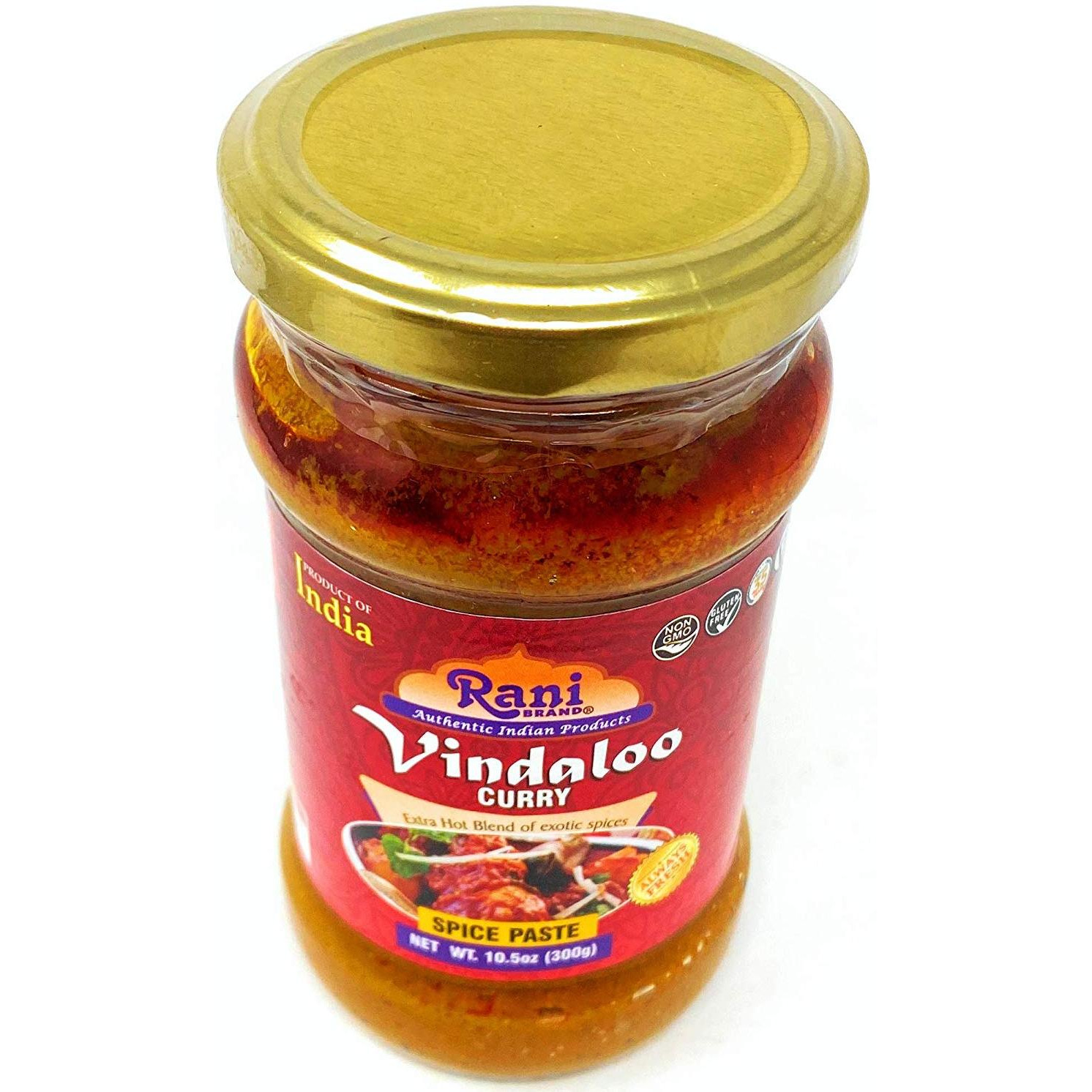 Rani Vindaloo Curry Cooking Spice Paste, Hot 10oz (300g) Glass Jar ~ No Colors | All Natural | NON-GMO | Vegan | Gluten Free | Indian Origin