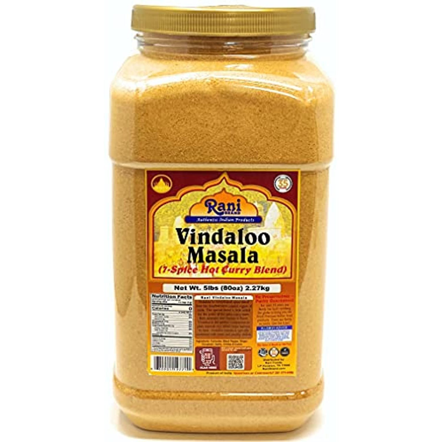 Rani Vindaloo Curry Masala Natural Indian Spice Blend 5lbs (80oz) 2.27kg PET Jar ~ Salt Free | Vegan | Gluten Friendly| NON-GMO | No colors | Indian Origin