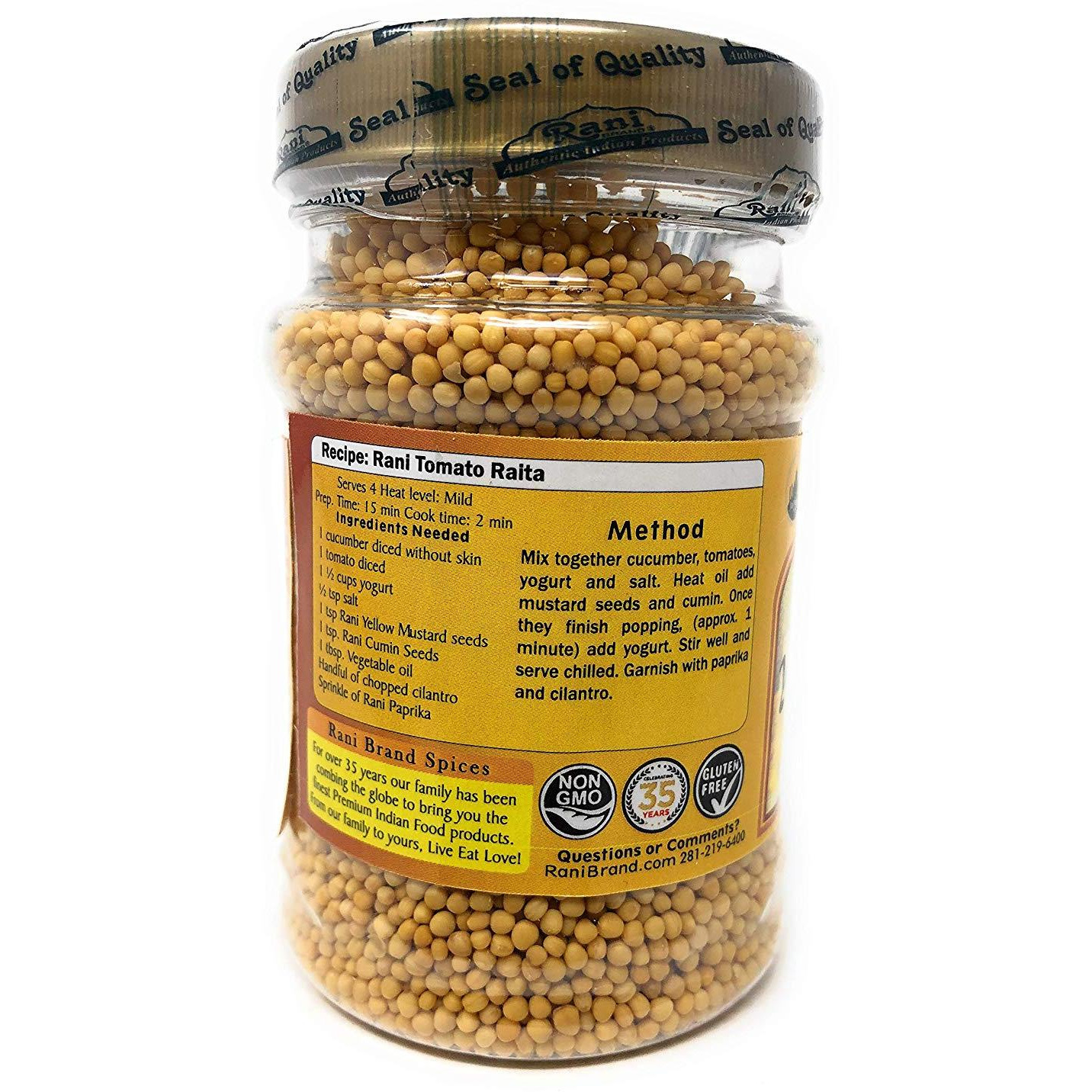 Rani Yellow Mustard Seeds Whole Spice 3.5oz (100g) ~ All Natural | Vegan | Gluten Friendly | NON-GMO | Indian Origin