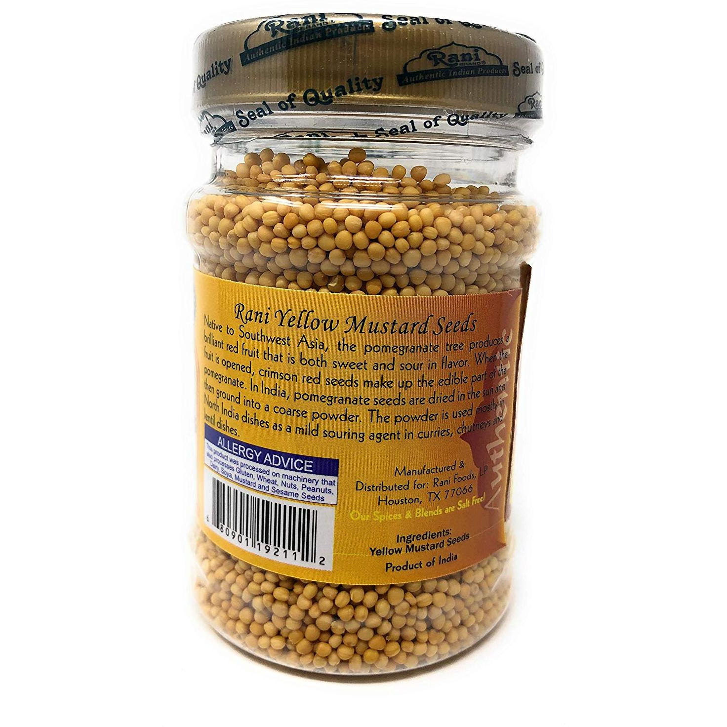 Rani Yellow Mustard Seeds Whole Spice 3.5oz (100g) ~ All Natural | Vegan | Gluten Friendly | NON-GMO | Indian Origin