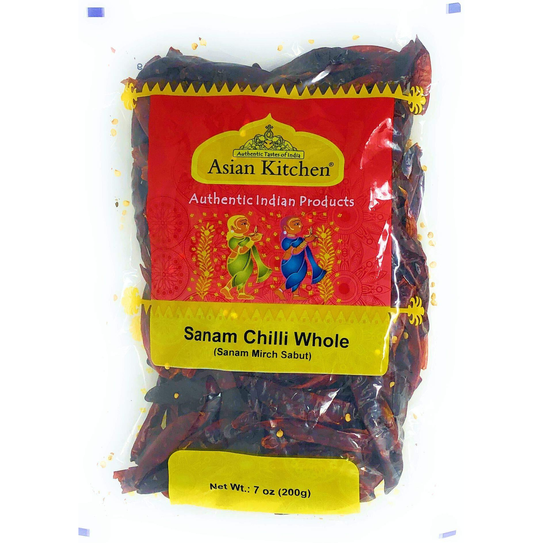 Asian Kitchen (By Rani Brand) Sanam Chilli Whole, Indian Chilli 7oz (200g) ~ All Natural, Vegan, Gluten Friendly, NON-GMO, Indian Origin