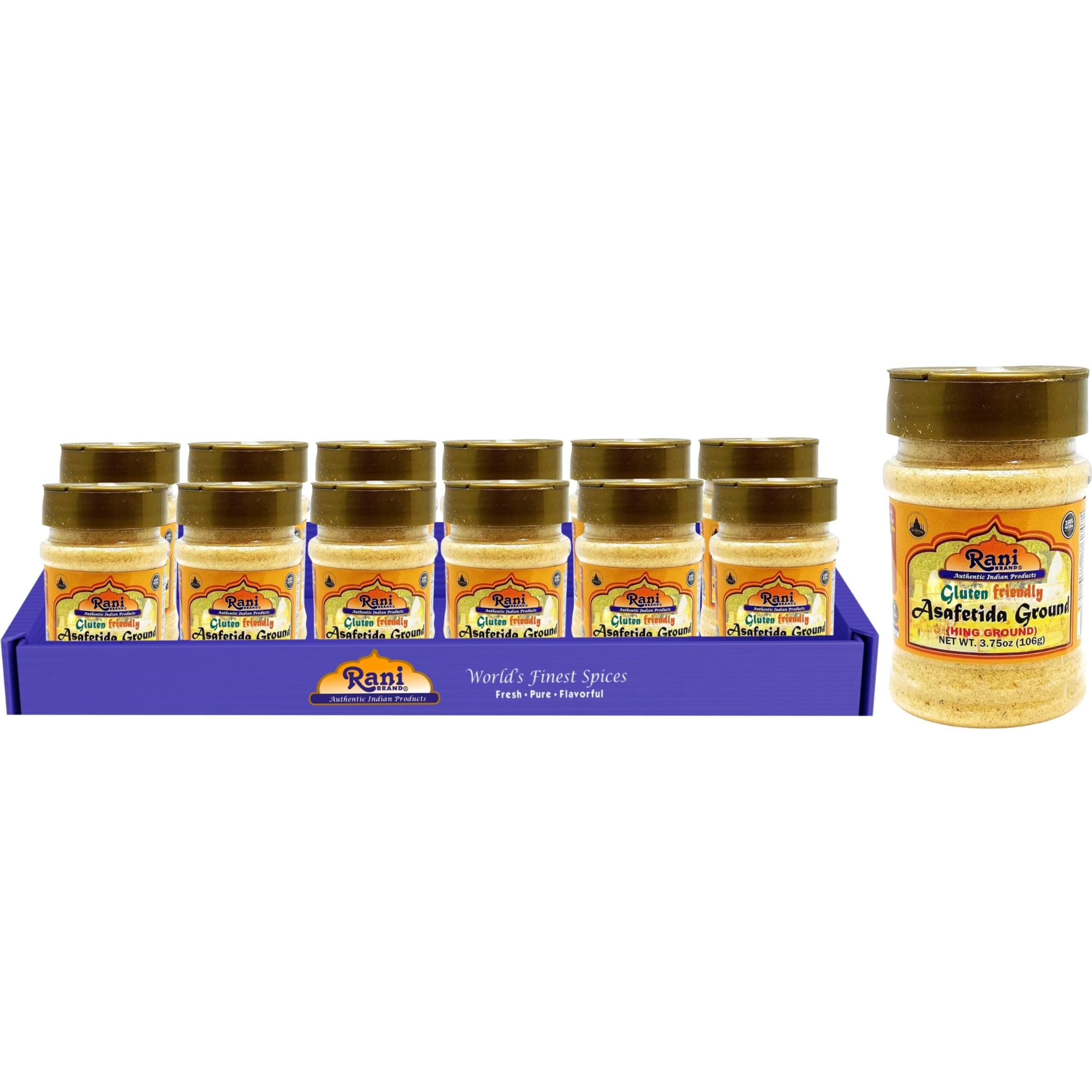 Rani Asafetida (Hing) Ground 3.75oz (106g) Gluten Friendly, PET Jar, Pack of 12 ~ All Natural, Salt Free, Vegan, Non-GMO, Asafoetida Indian Spice, Best for Onion Garlic Substitute
