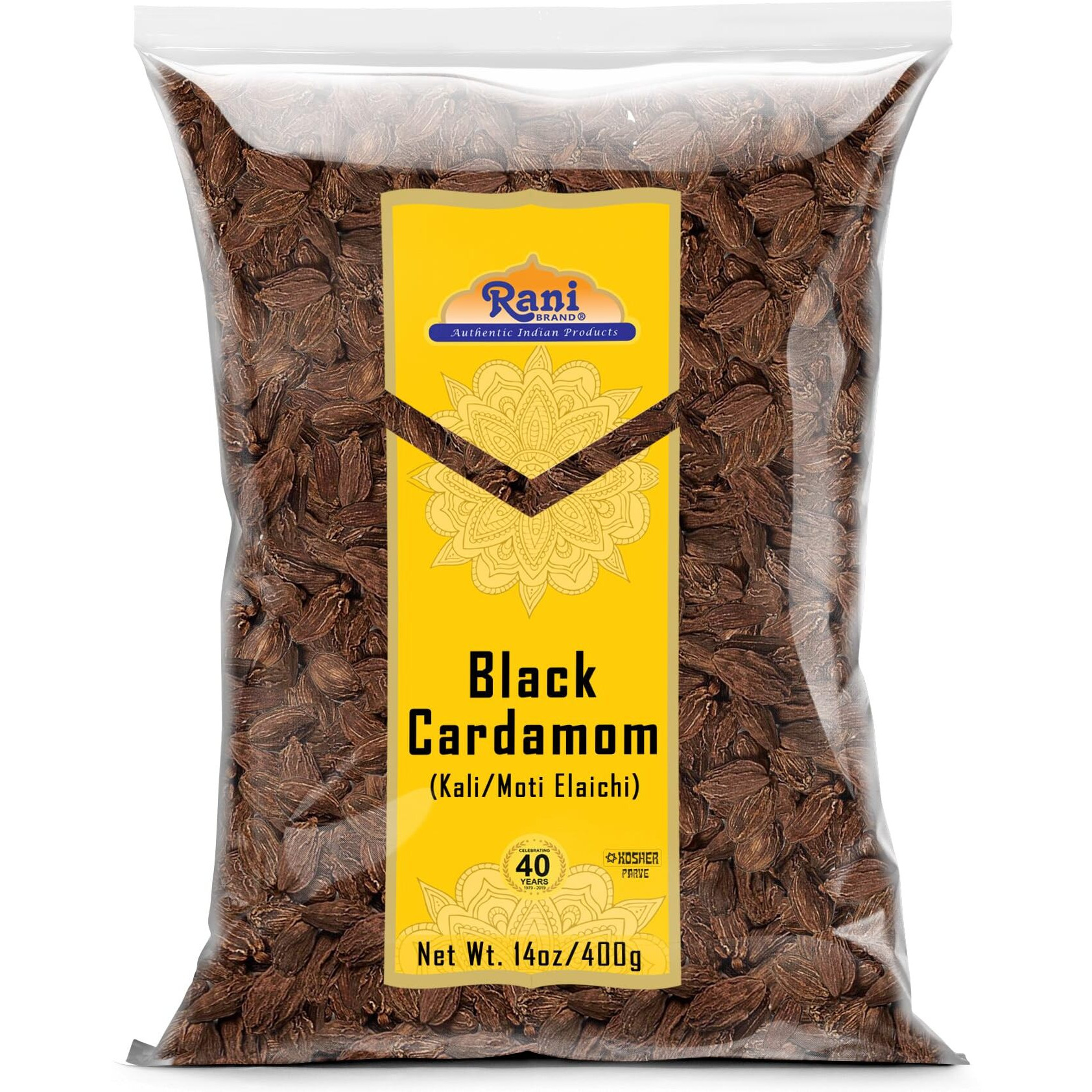 Rani Black Cardamom Pods (Kali Elachi) Whole Indian Spice 14oz (400g) ~ All Natural, Vegan, Gluten Friendly, NON-GMO, Indian Origin, Smokey, Tsaoko, Cao Guo, Bach Dan Khau, Badi