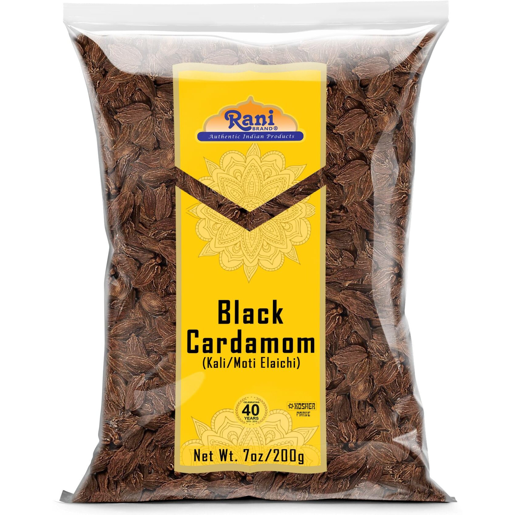 Rani Black Cardamom Pods (Kali Elachi) Whole Indian Spice 7oz (200g) ~ All Natural, Vegan, Gluten Friendly, NON-GMO, Indian Origin, Smokey, Tsaoko, Cao Guo, Bach Dan Khau, Badi