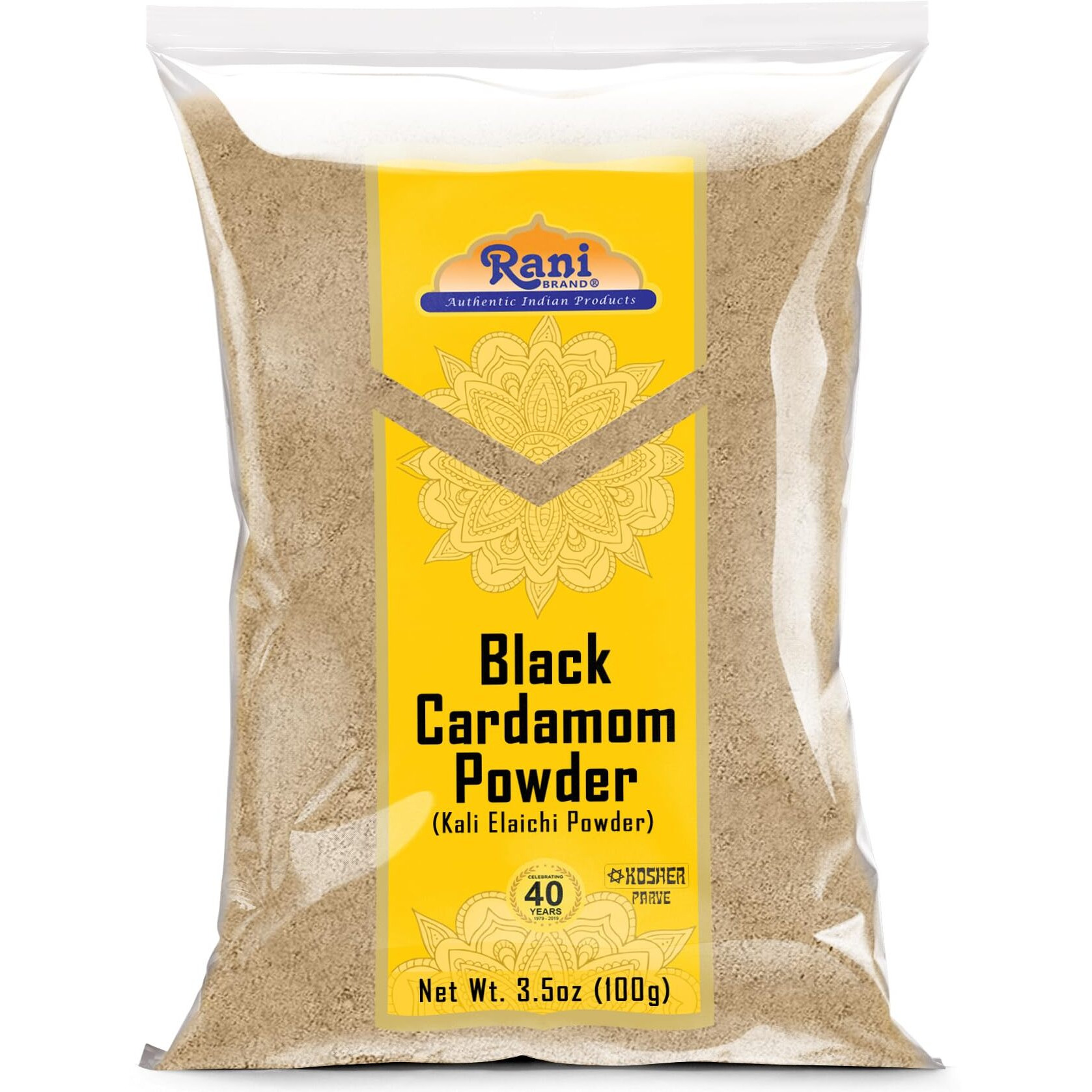 Rani Black Cardamom Powder (Kali Elachi) Indian Spice 3.5oz (100g) ~ All Natural, Vegan, Gluten Friendly, NON-GMO, Kosher, Indian Origin, Smokey, Tsaoko, Cao Guo, Bach Dan Khau, Badi