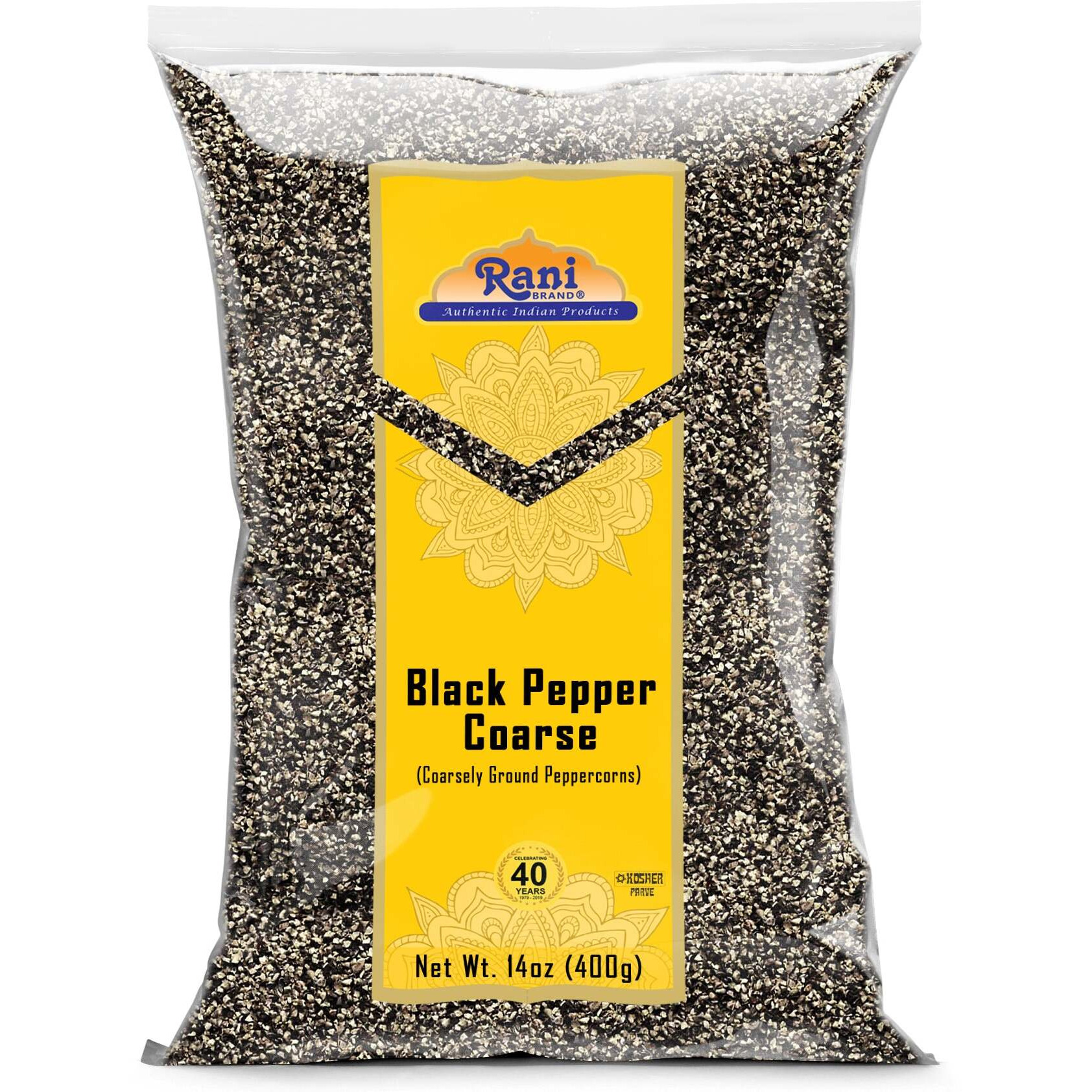 Rani Black Pepper Coarse Ground 28 Mesh (Table Grind) 14oz (400g) ~ All Natural, Vegan, Gluten Friendly, NON-GMO, Kosher, Product of Vietnam