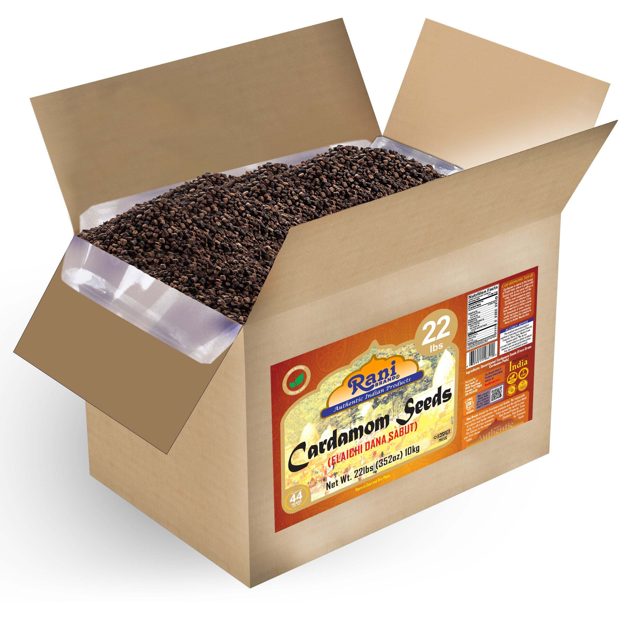 Rani Cardamom (Elachi) Decorticated Seeds Indian Spice 352oz (22lbs) 10kg Bulk Box ~ All Natural, Vegan, Gluten Friendly, NON-GMO, Indian Origin