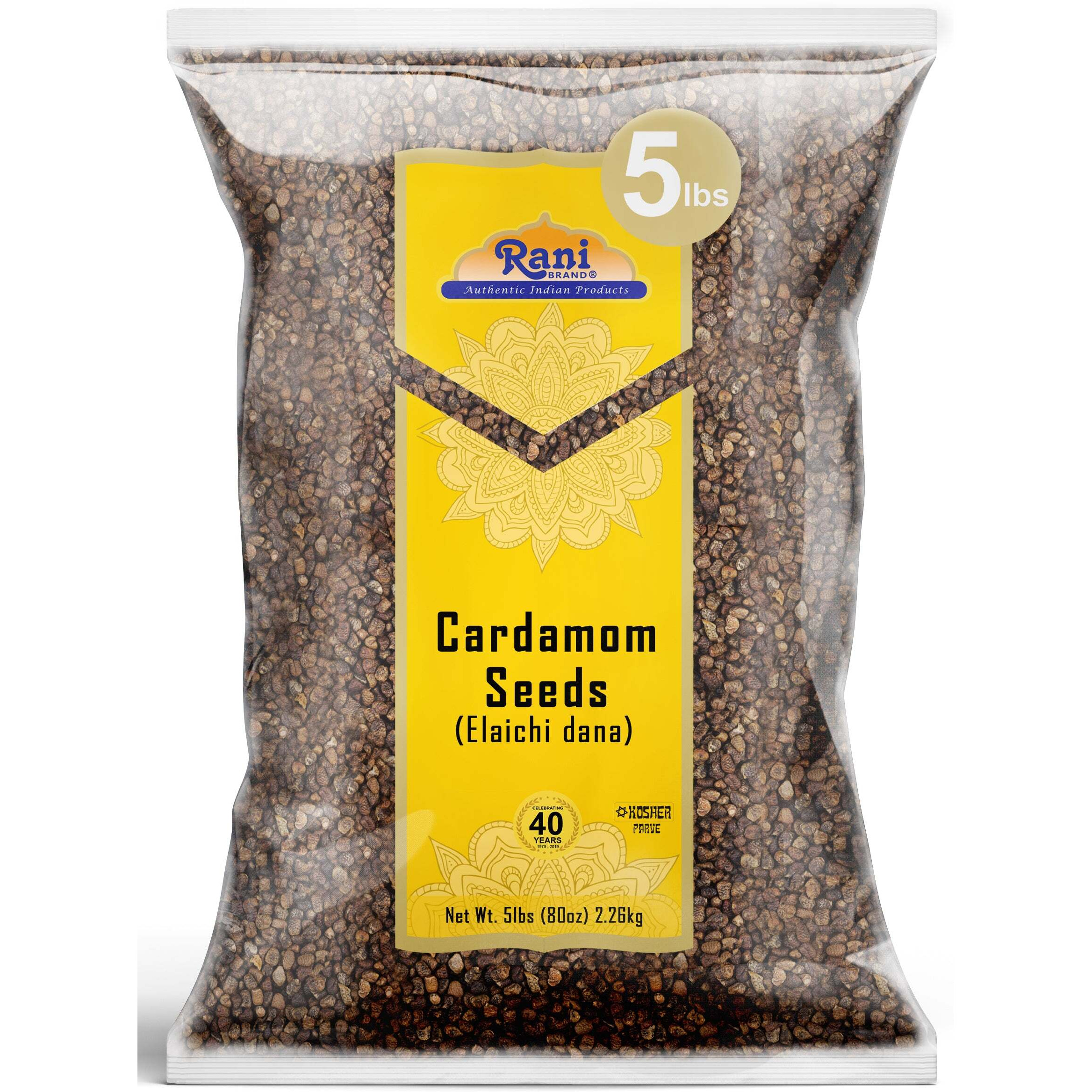 Rani Cardamom (Elachi) Decorticated Seeds Indian Spice 80oz (5lbs) 2.27kg Bulk ~ All Natural, Vegan, Gluten Friendly, NON-GMO, Kosher, Indian Origin