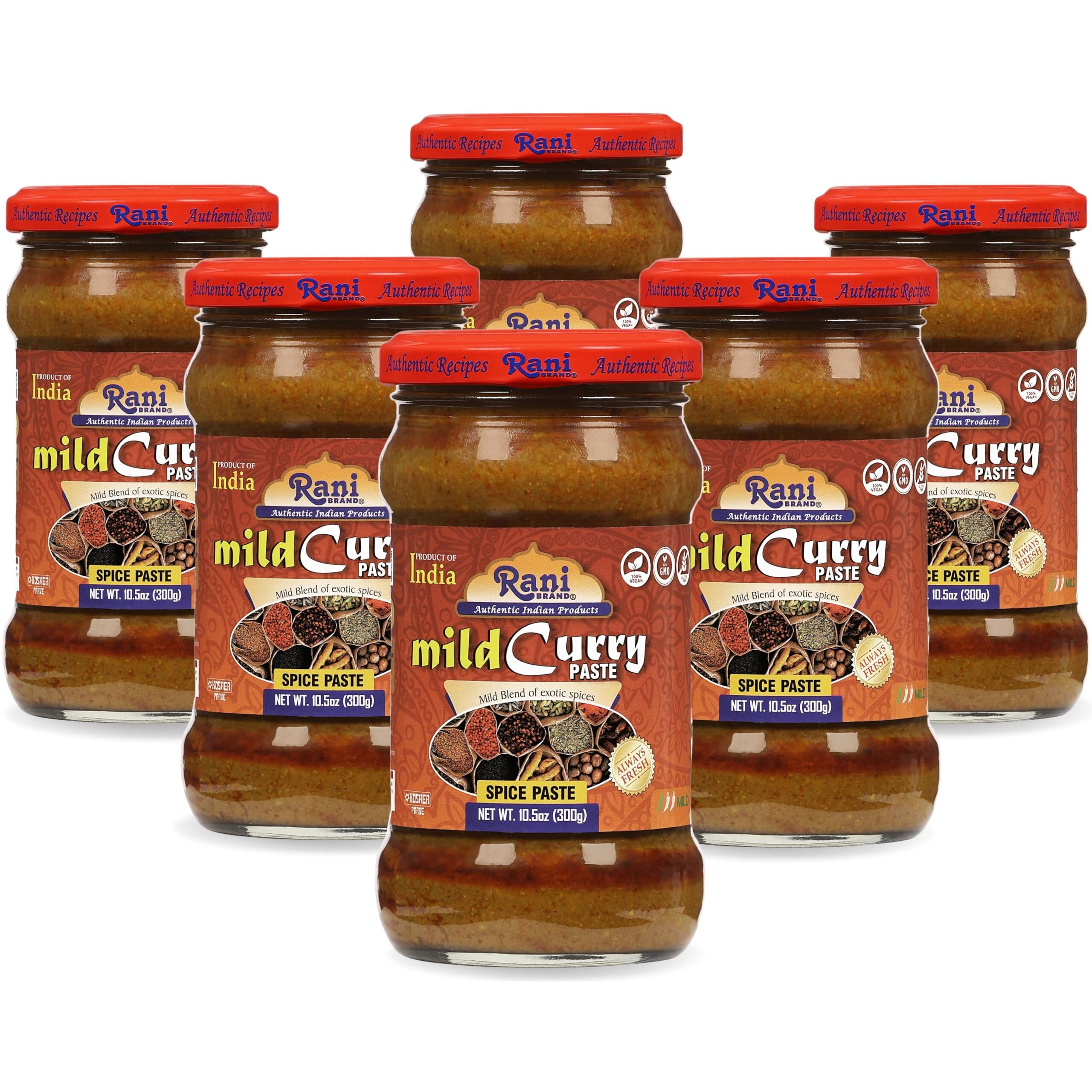Rani Curry Paste MILD (Spice Paste) 10.5oz (300g) Glass Jar, Pack of 5+1 FREE ~ No Colors, All Natural, NON-GMO, Vegan, Gluten Free, Indian Origin