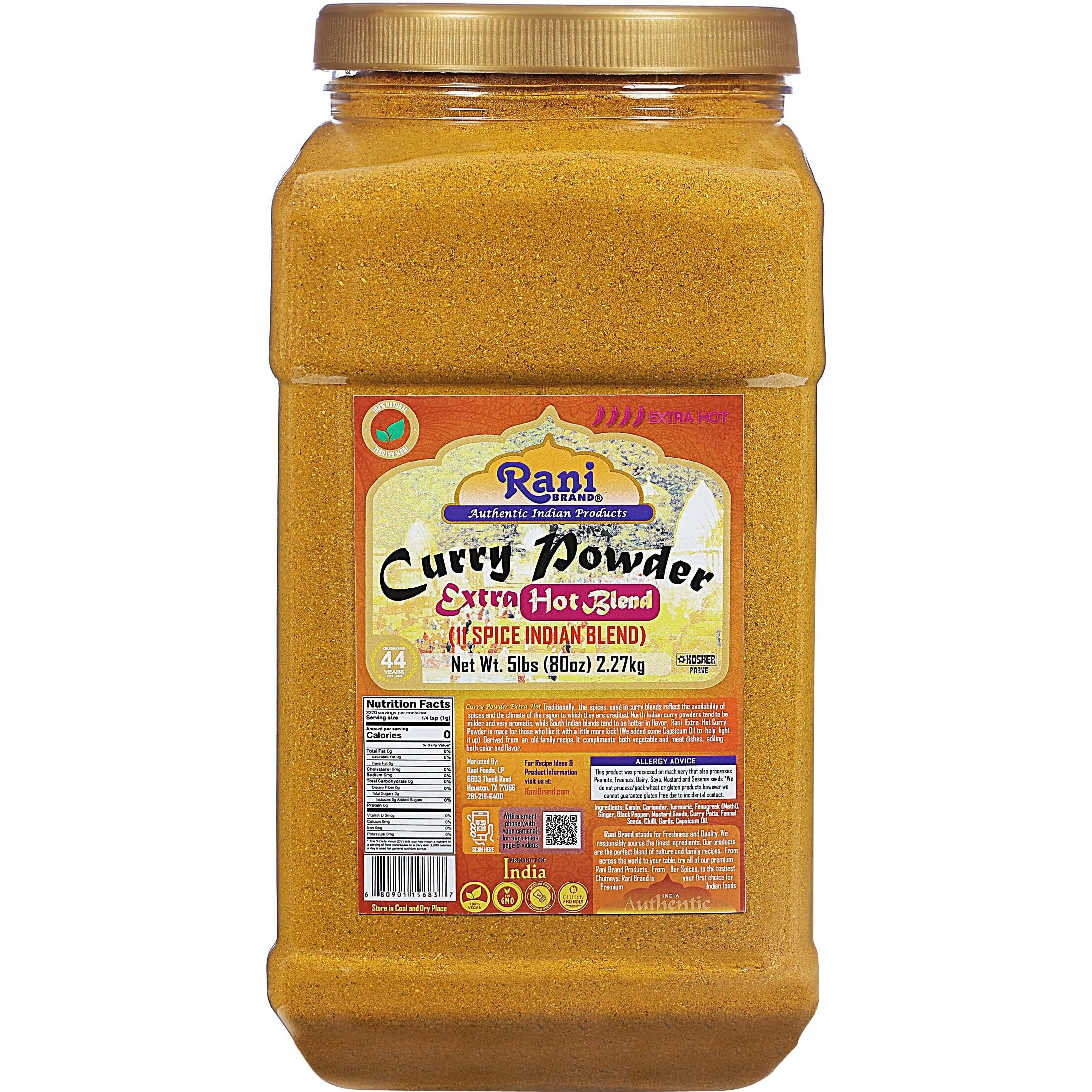Rani Curry Powder EXTRA HOT (11-Spice Authentic Indian Blend) 80oz (5lbs) 2.27kg Bulk PET Jar ~ All Natural, Salt-Free, Vegan, No Colors, Gluten Friendly, NON-GMO, Indian Origin