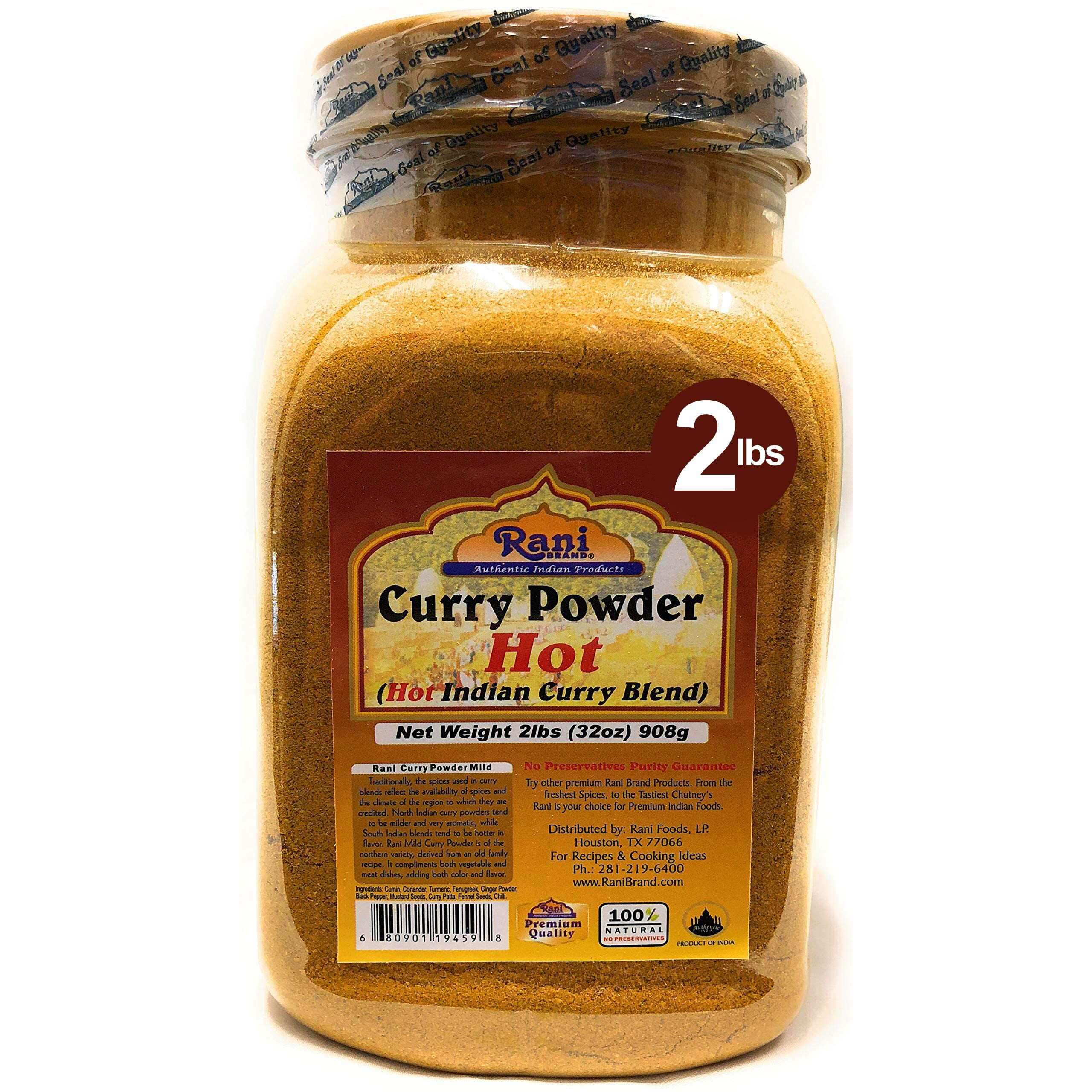 Rani Curry Powder Hot (11-Spice Authentic Indian Blend) 32oz (2lbs) 908g PET Jar ~ All Natural, Salt-Free, Vegan, No Colors, Gluten Friendly, NON-GMO, Indian Origin