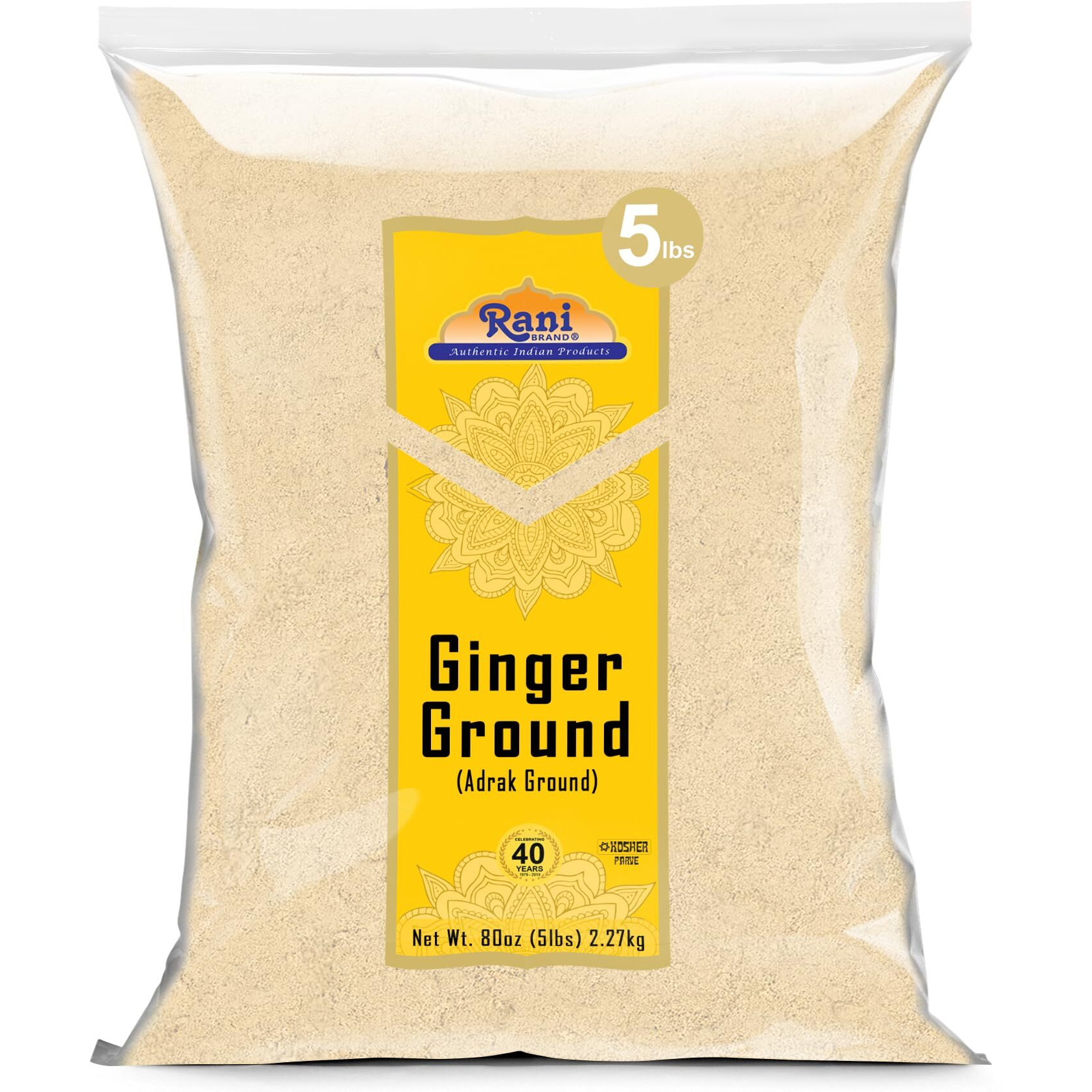 Rani Ginger (Adarak) Powder Ground, Spice 80oz (5lbs) 2.27kg Bulk ~ All Natural, Vegan, Gluten Friendly, NON-GMO, Kosher, Indian Origin
