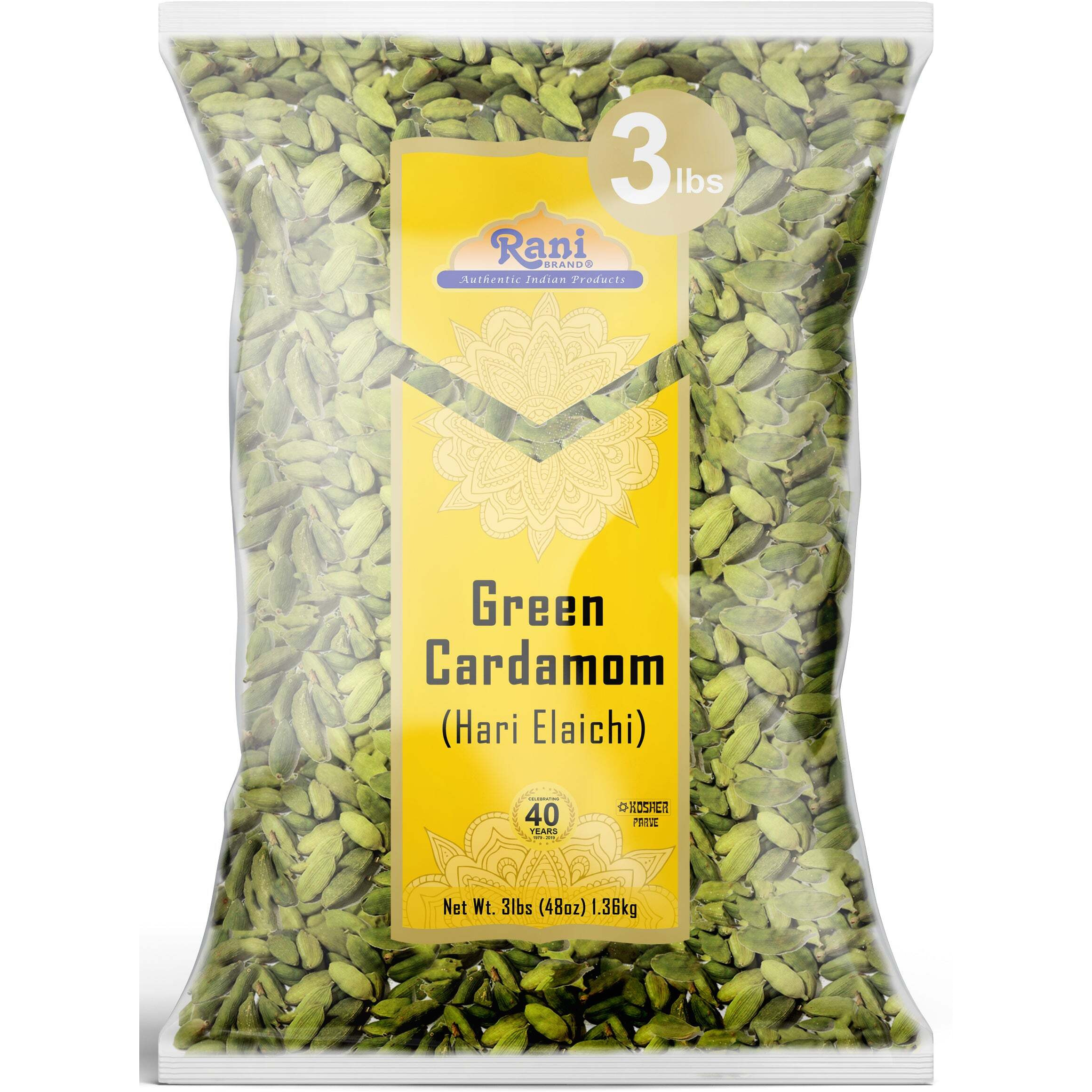 Rani Green Cardamom Pods Spice (Hari Elachi) 48oz (3lbs) 1.36kg Bulk ~ All Natural, Vegan, Gluten Friendly, NON-GMO, Product of India