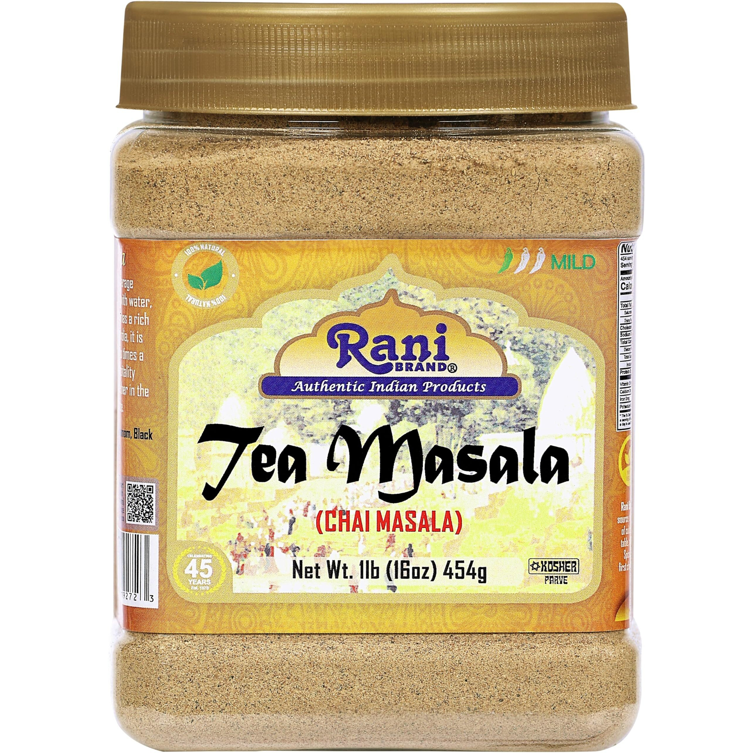 Rani Tea (Chai) Masala Indian Spice Blend 16oz (1lb) 454g Bulk PET Jar ~ All Natural, Vegan, Gluten Friendly, Salt & Sugar Free, NON-GMO, No Colors, Indian Origin (Size 16oz (1lb) 454g)