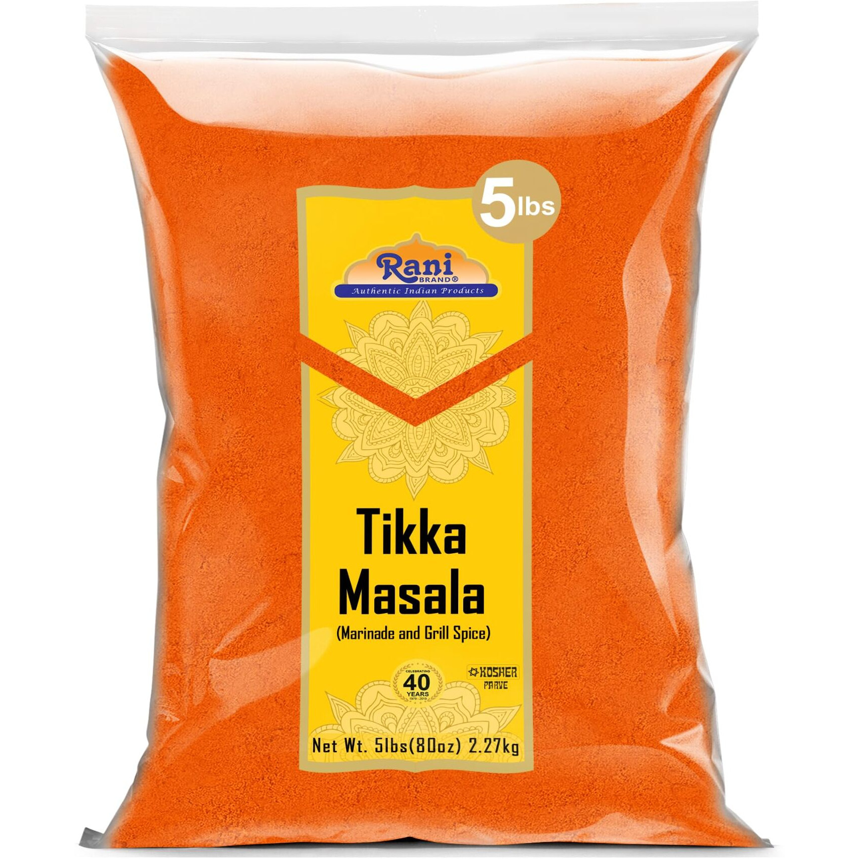 Rani Tikka Masala Indian 7-Spice Blend 80oz (5lbs) 2.27kg Bulk ~ All Natural, Salt-Free, Vegan, No Colors, Gluten Friendly, NON-GMO, Kosher, Indian Origin (Size 80oz (5lbs) 2.27kg)