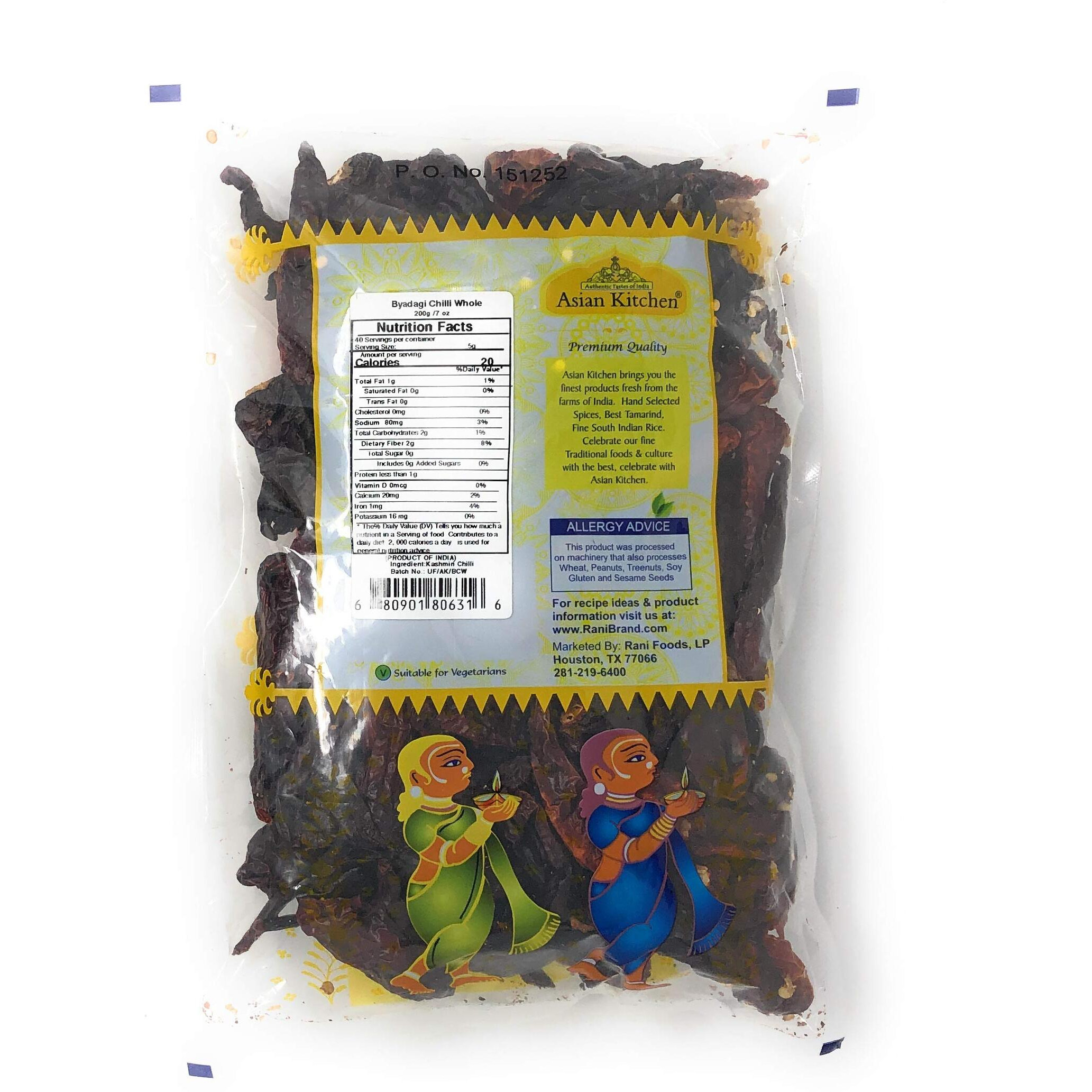 Asian Kitchen (By Rani Brand) Byadagi Chilli Whole, Indian Chilli 7oz (200g) ~ All Natural, Vegan, Gluten Friendly, NON-GMO, Indian Origin