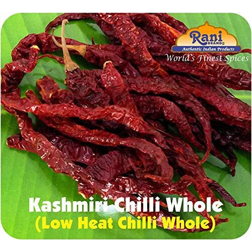 Asian Kitchen Kashmiri Chilli Whole, Low Heat Indian Chilli 3.5oz (100g) ~ All Natural, Vegan, Gluten Friendly, NON-GMO, Indian Origin
