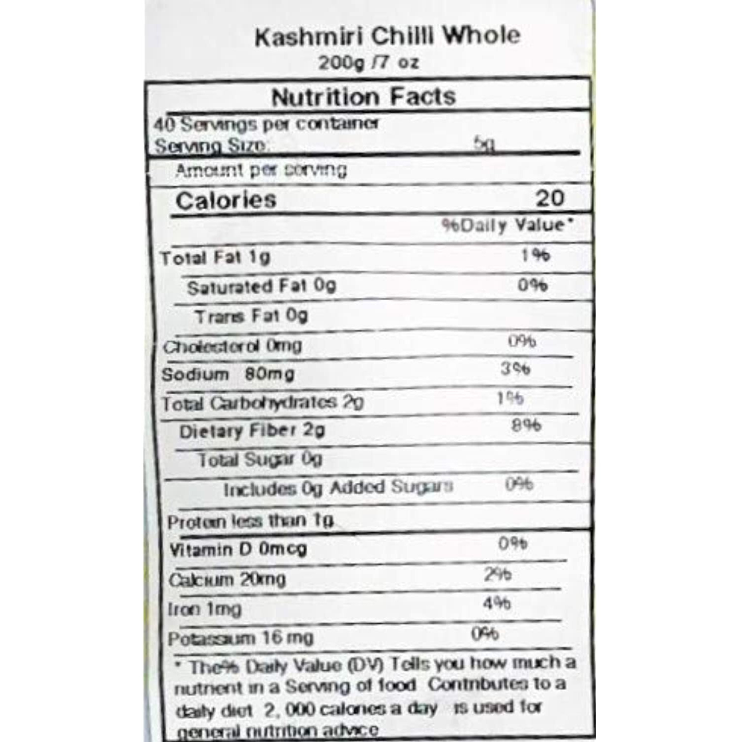 Asian Kitchen Kashmiri Chilli Whole, Low Heat Indian Chilli 7oz (200g) ~ All Natural, Vegan, Gluten Friendly, NON-GMO, Indian Origin
