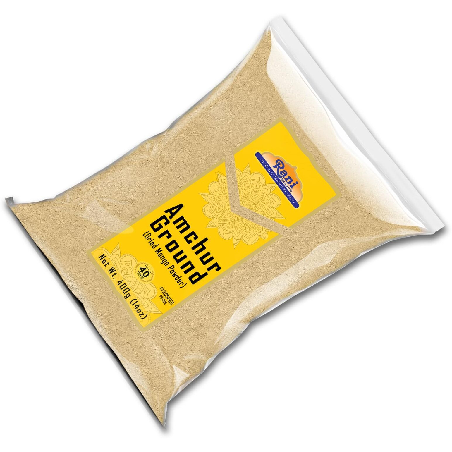 Rani Amchur (Mango) Ground Powder Spice 14oz (400g) ~ All Natural, Indian Origin, No Color, Gluten Friendly, Vegan, NON-GMO, Kosher, No Salt or fillers