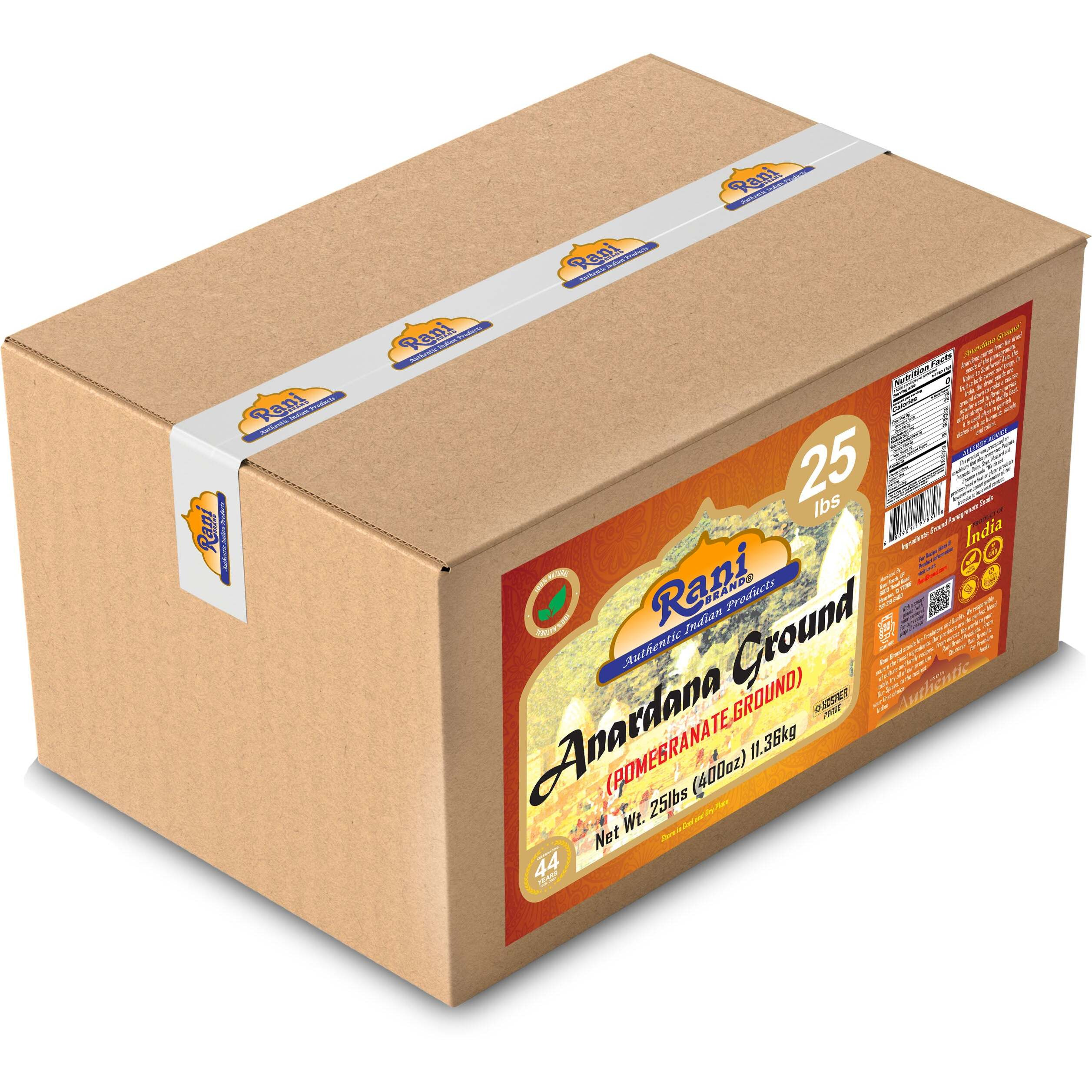 Rani Anardana (Pomegranate) Ground, Indian Spice 400oz (25lbs) 11.36kg Bulk Box ~ All Natural, No Color, Gluten Friendly, Vegan, NON-GMO, Kosher, No Salt or fillers