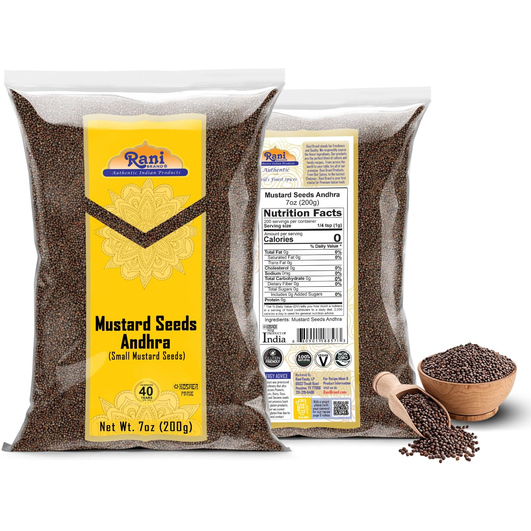 Rani Andra Mustard Seeds (Rai) Whole Spice (Rai Sarson) 7oz (200g) ~ All Natural, Gluten Friendly, NON-GMO, Kosher, Vegan, Indian Origin
