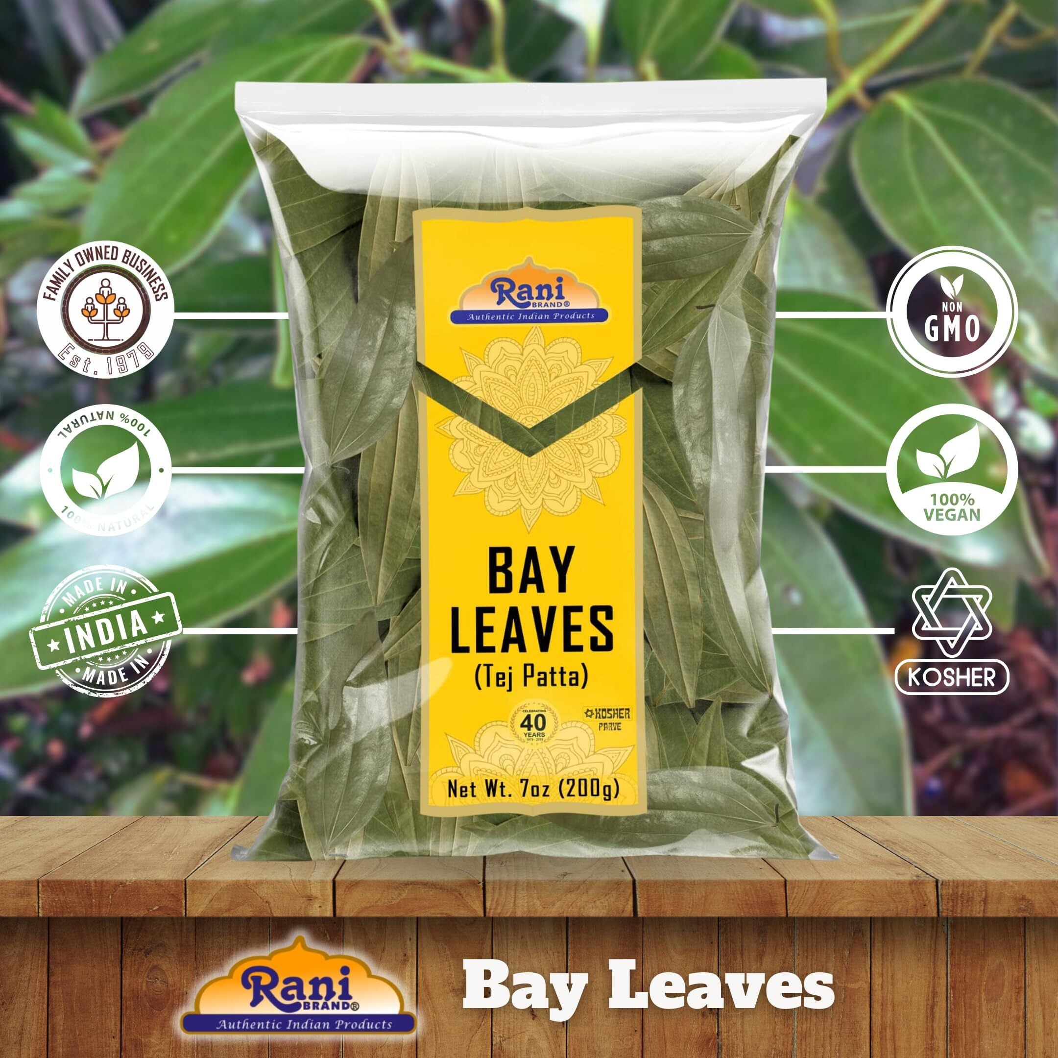 Rani Bay Leaf (Leaves) Whole Spice Hand Selected Extra Large 7oz (200g) ~ All Natural, Gluten Friendly, NON-GMO, Kosher, Vegan, Indian Origin (Tej Patta)