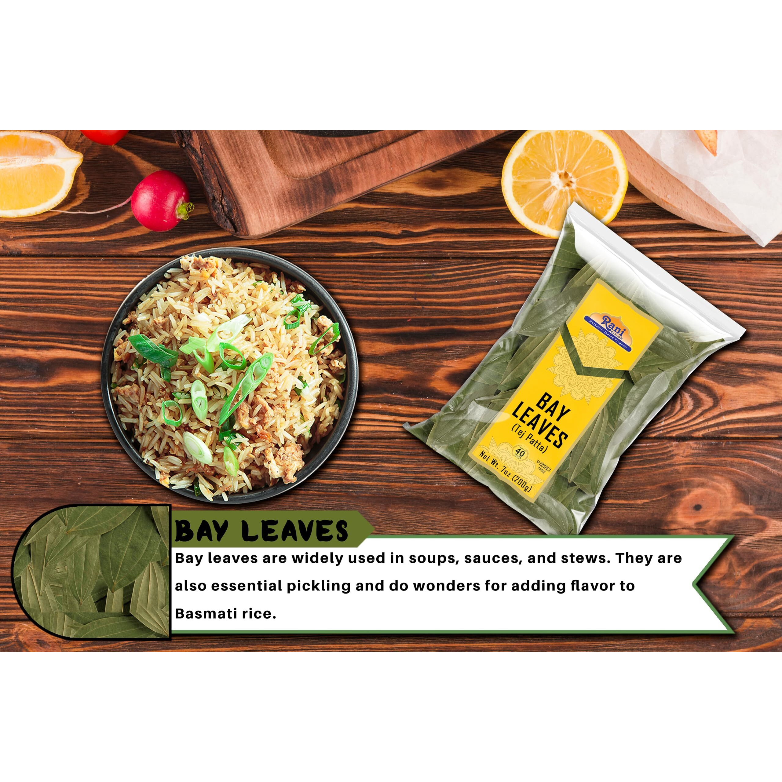 Rani Bay Leaf (Leaves) Whole Spice Hand Selected Extra Large 7oz (200g) ~ All Natural, Gluten Friendly, NON-GMO, Kosher, Vegan, Indian Origin (Tej Patta)