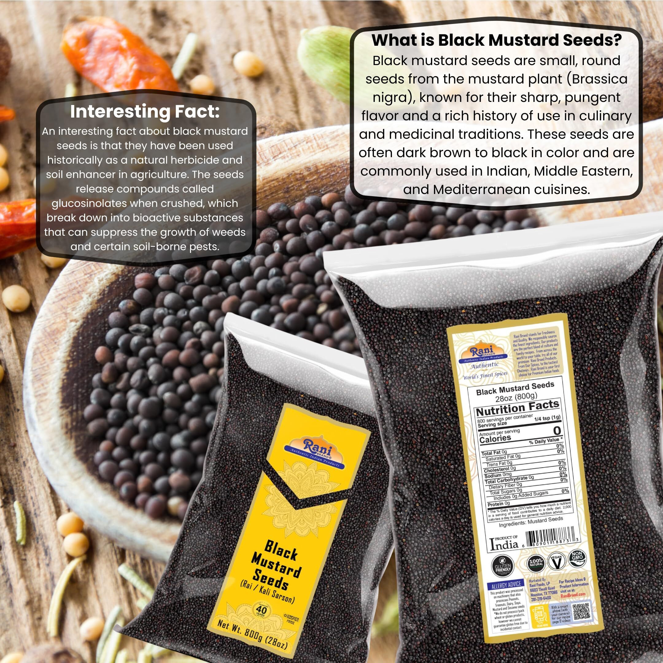 Rani Black Mustard Seeds Whole Spice (Kali Rai) 28oz (800g) All Natural ~ Gluten Friendly, NON-GMO, Kosher, Vegan, Indian Origin