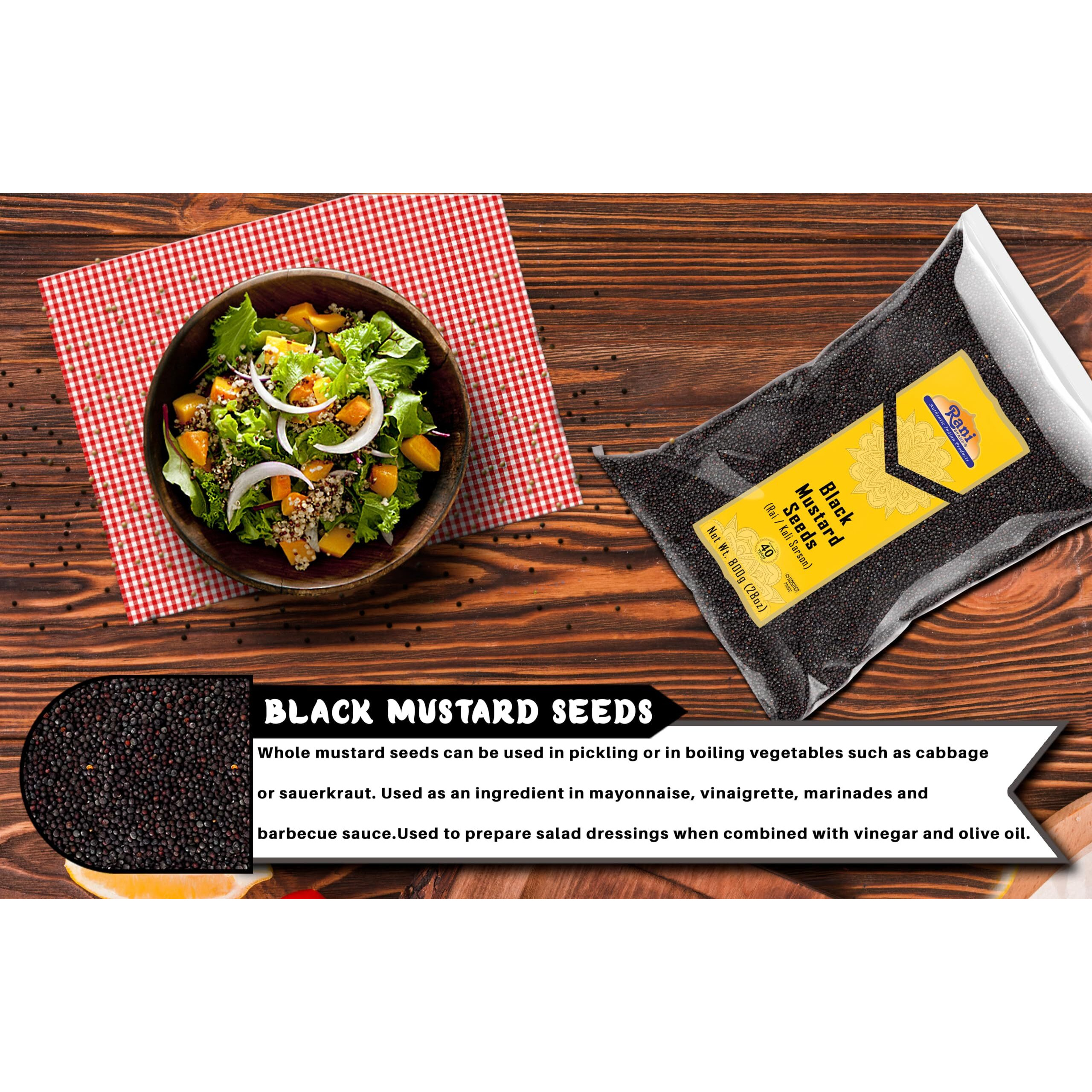 Rani Black Mustard Seeds Whole Spice (Kali Rai) 28oz (800g) All Natural ~ Gluten Friendly, NON-GMO, Kosher, Vegan, Indian Origin