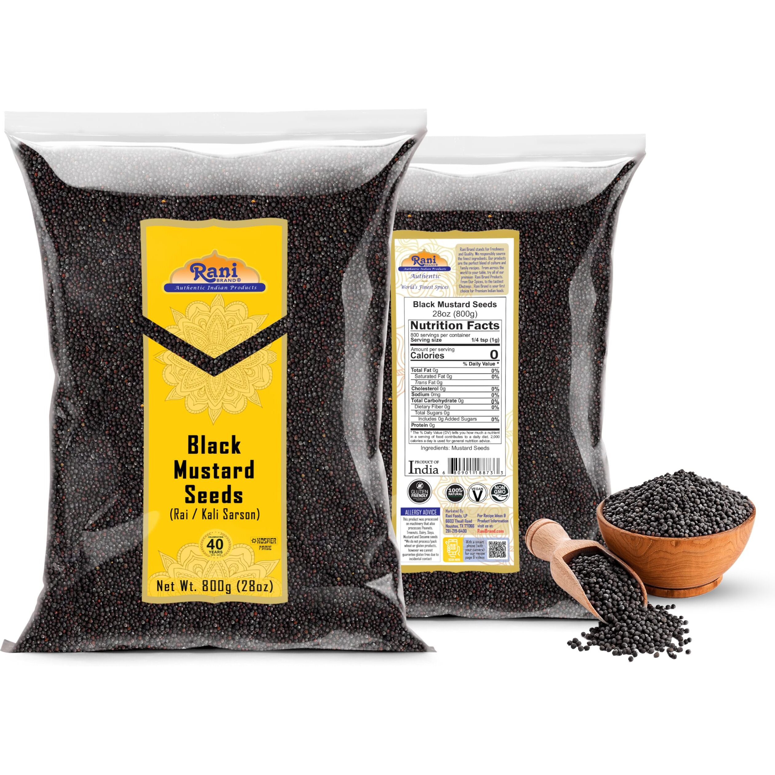 Rani Black Mustard Seeds Whole Spice (Kali Rai) 28oz (800g) All Natural ~ Gluten Friendly, NON-GMO, Kosher, Vegan, Indian Origin