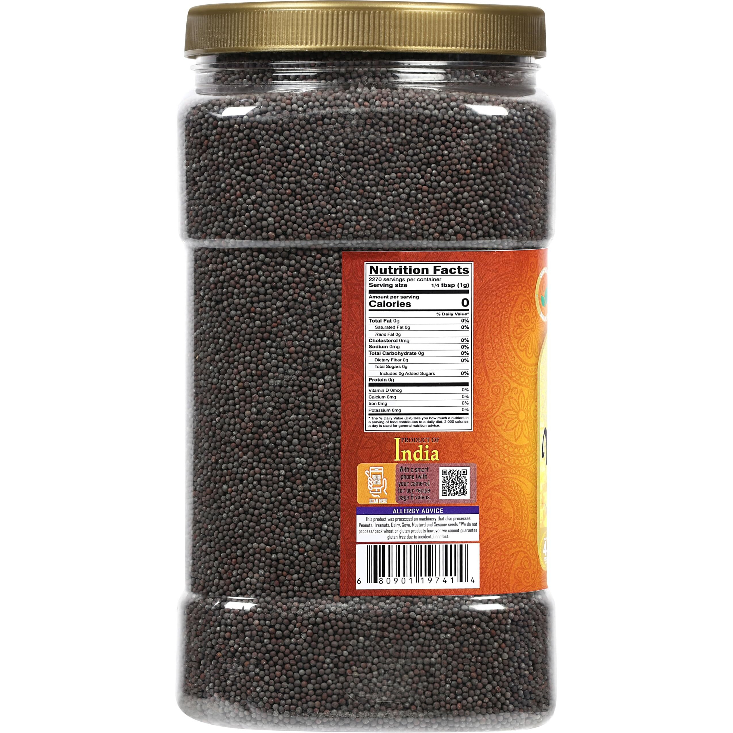 Rani Black Mustard Seeds Whole Spice (Kali Rai) 80oz (5lbs) 2.27kg Bulk PET Jar ~ All Natural, Gluten Friendly, NON-GMO, Kosher, Vegan, Indian Origin