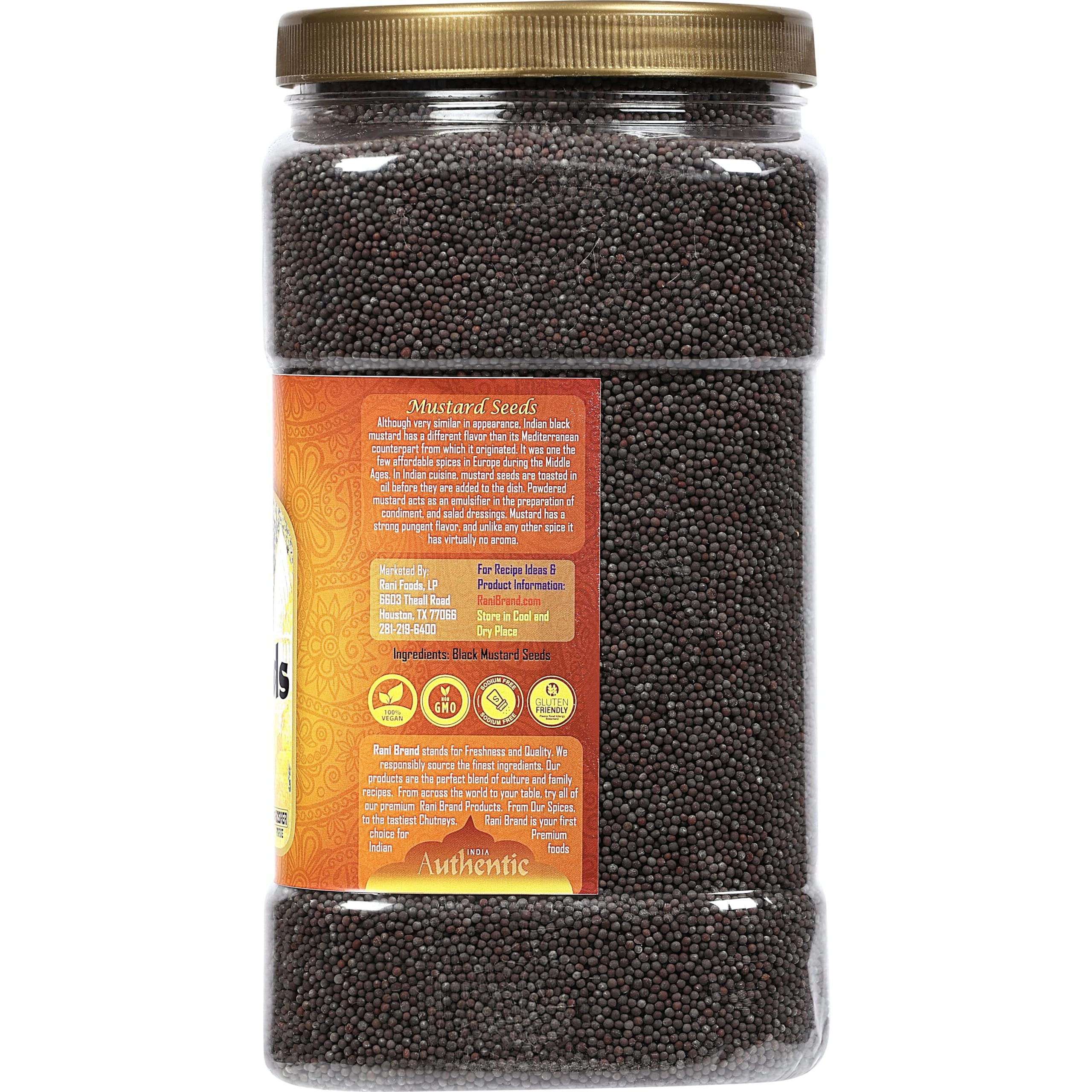 Rani Black Mustard Seeds Whole Spice (Kali Rai) 80oz (5lbs) 2.27kg Bulk PET Jar ~ All Natural, Gluten Friendly, NON-GMO, Kosher, Vegan, Indian Origin