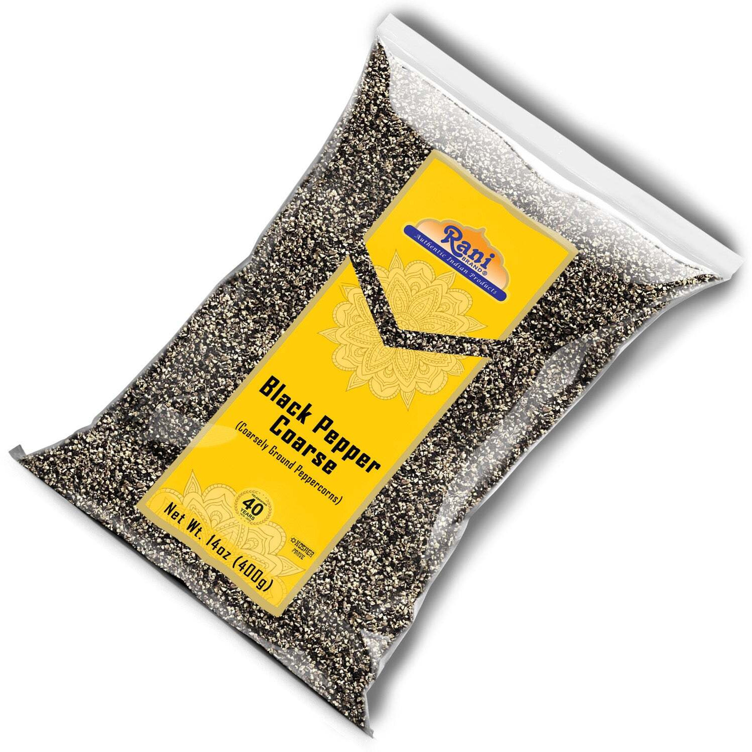 Rani Black Pepper Coarse Ground 28 Mesh (Table Grind) 14oz (400g) ~ All Natural, Vegan, Gluten Friendly, NON-GMO, Kosher, Product of Vietnam