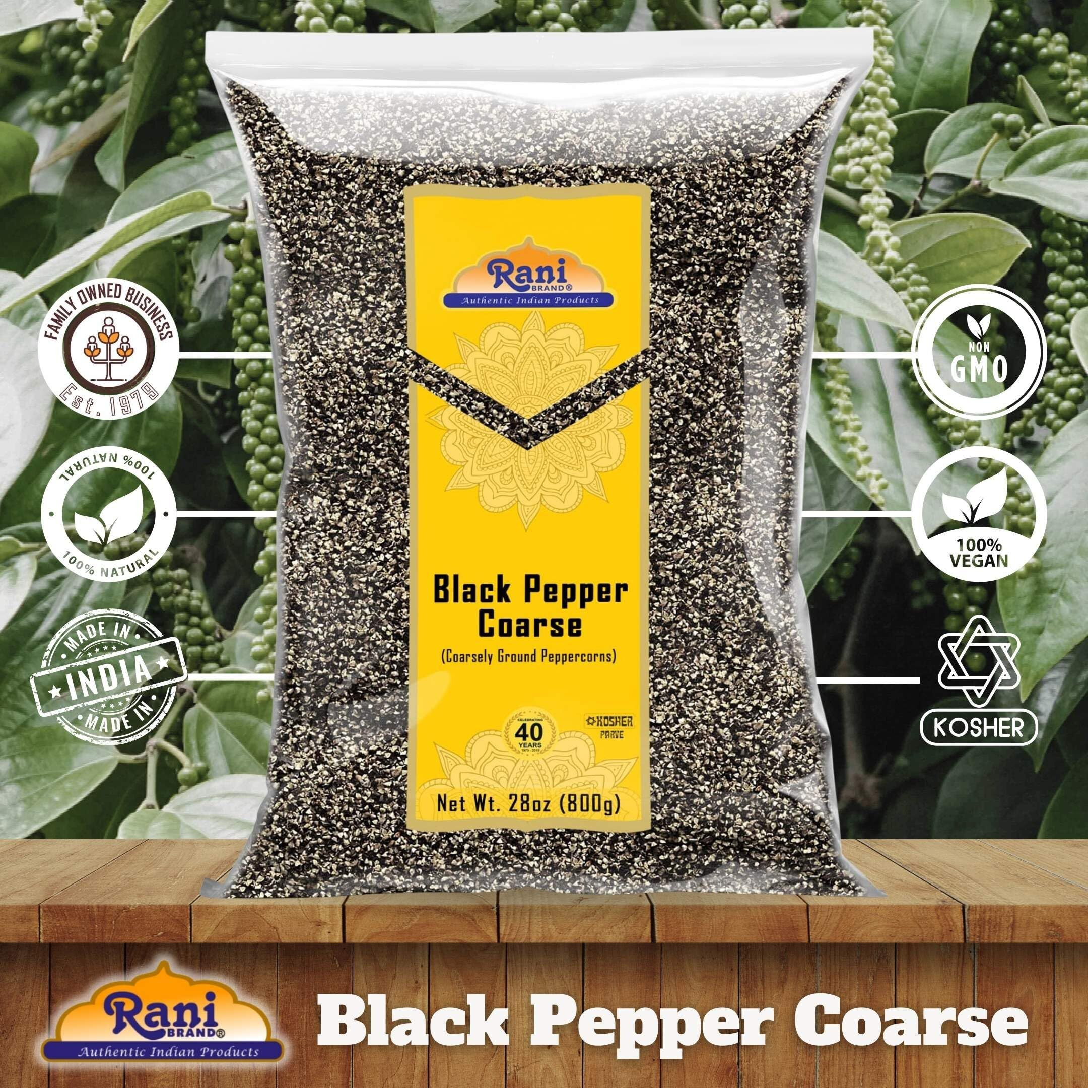 Rani Black Pepper Coarse Ground 28 Mesh (Table Grind) 28oz (1.75lbs) 800g ~ All Natural, Vegan, Gluten Friendly, NON-GMO, Kosher, Product of Vietnam