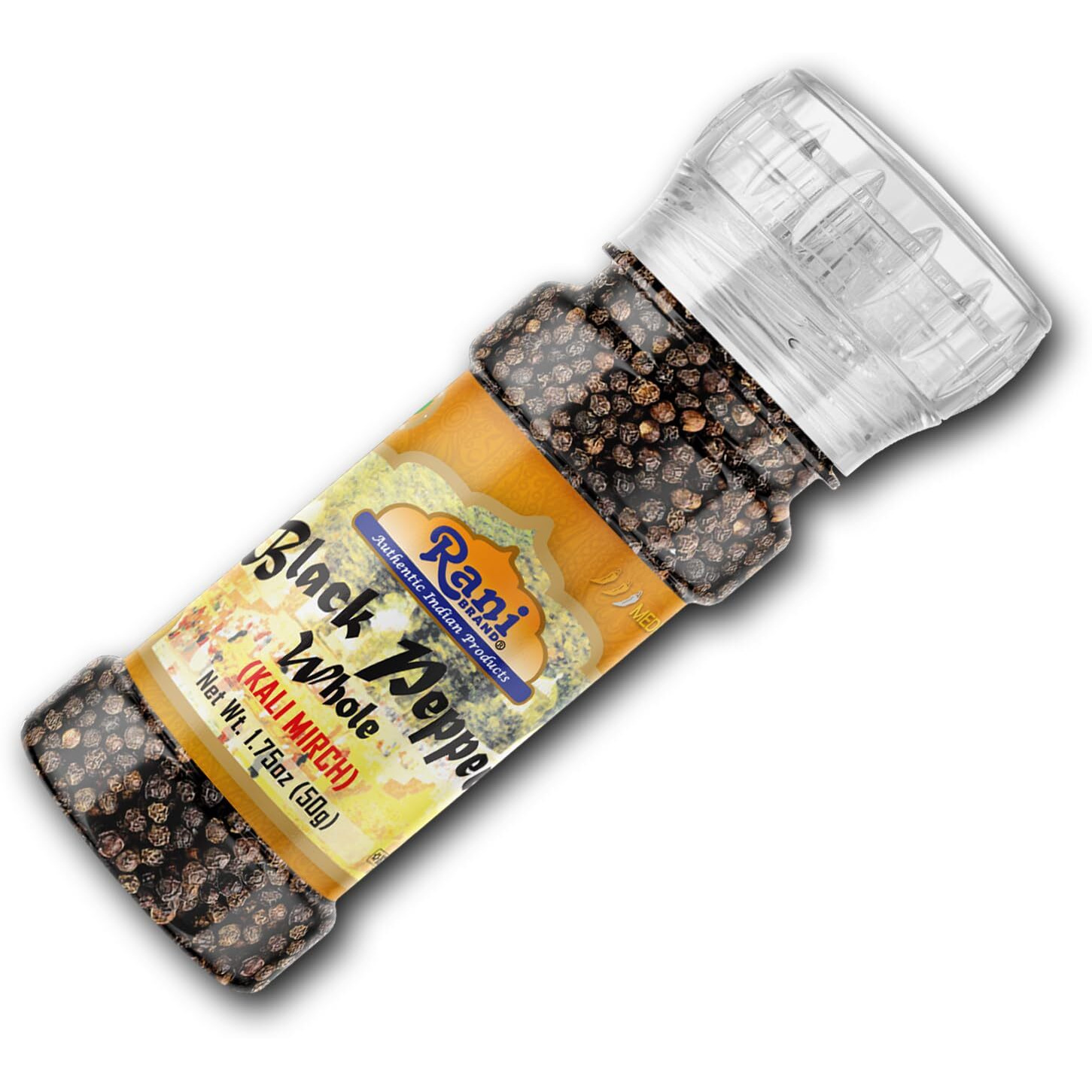 Rani Black Pepper Whole (Peppercorns), Premium MG-1 Grade 1.8oz (51g) Grinder Bottle ~ All Natural, Gluten Friendly, Non-GMO, Kosher, Product of Vietnam, Perfect size for Grinders
