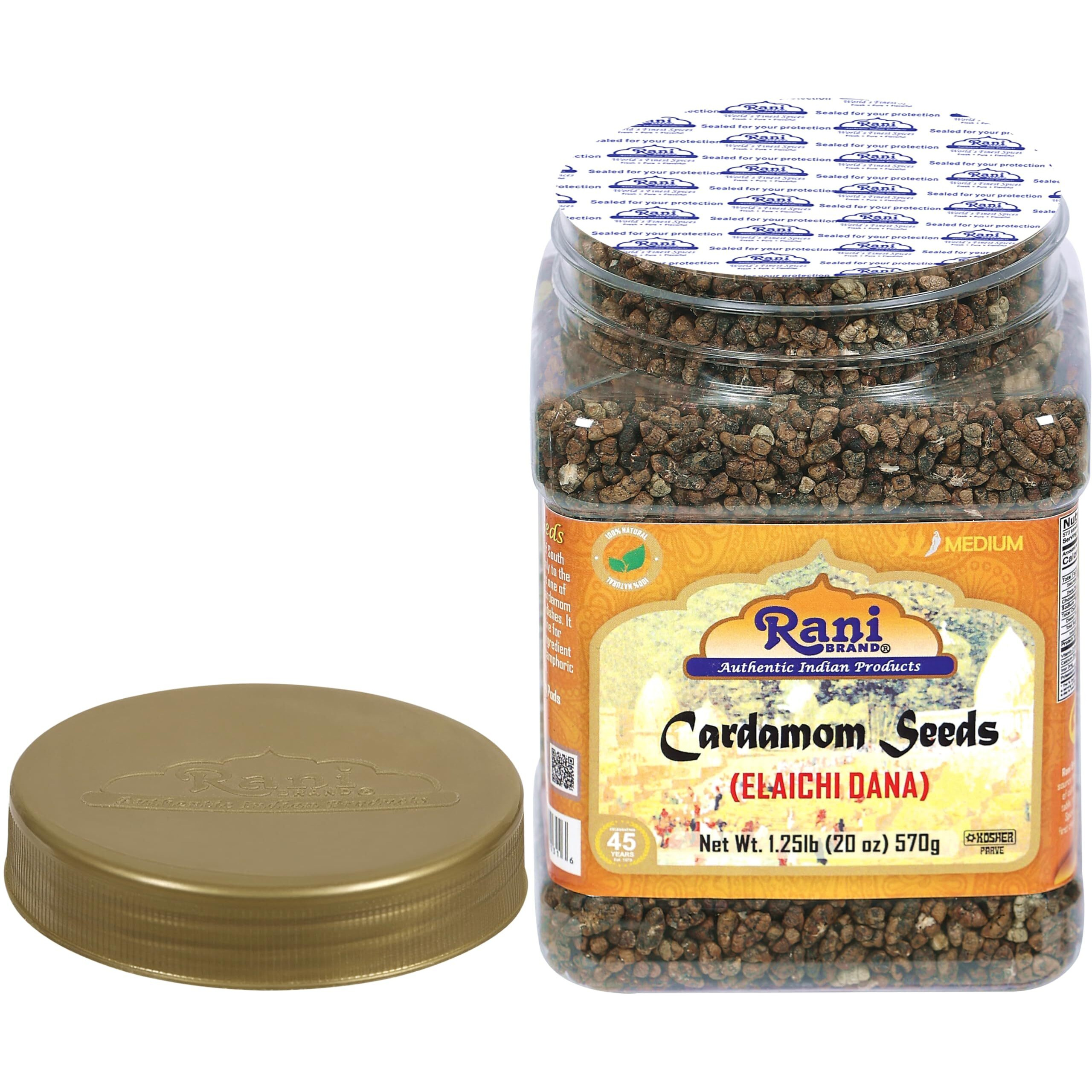 Rani Cardamom (Elachi) Decorticated Seeds Indian Spice 20oz (1.25lbs) 571g PET Jar ~ All Natural, Vegan, Gluten Friendly, NON-GMO, Indian Origin