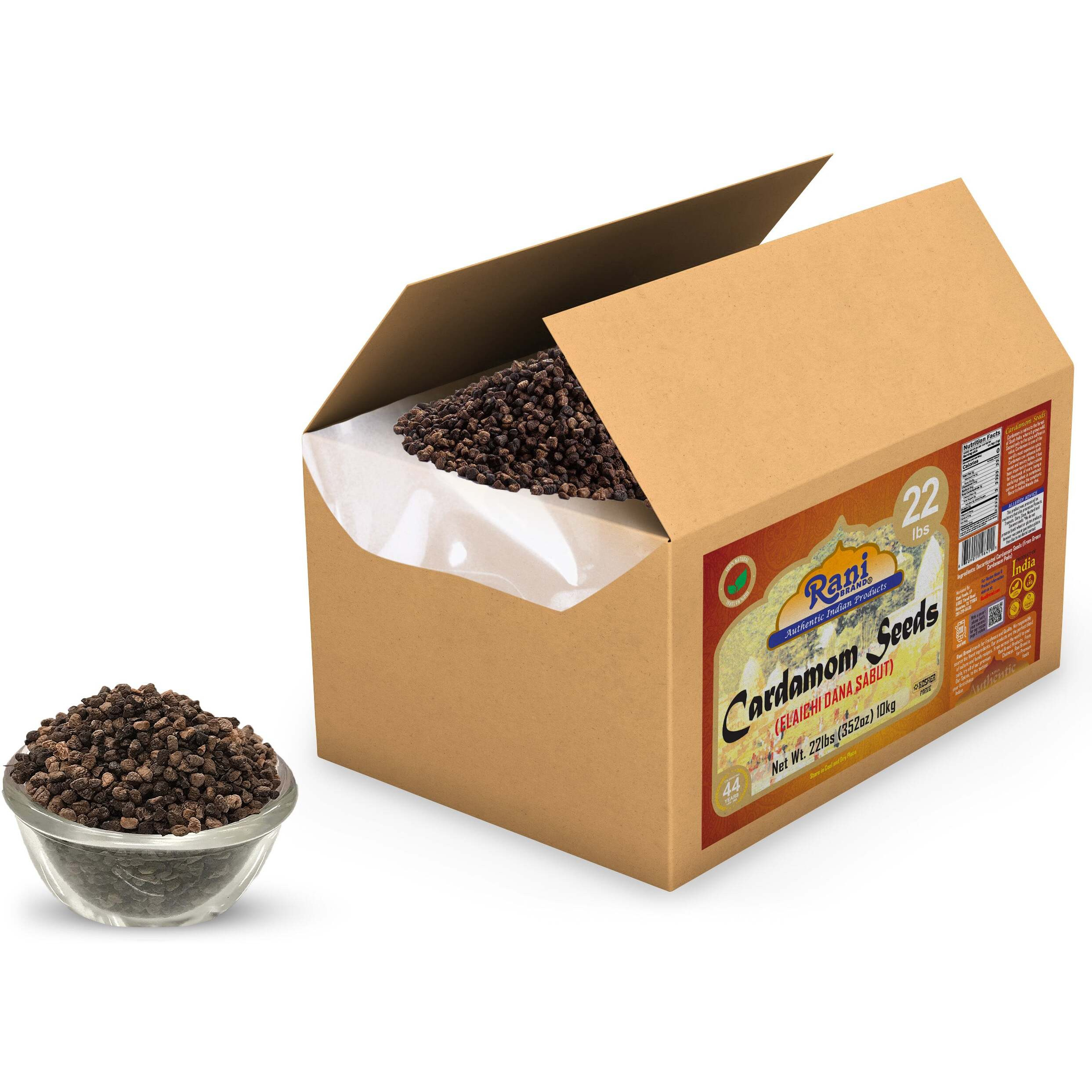 Rani Cardamom (Elachi) Decorticated Seeds Indian Spice 352oz (22lbs) 10kg Bulk Box ~ All Natural, Vegan, Gluten Friendly, NON-GMO, Indian Origin